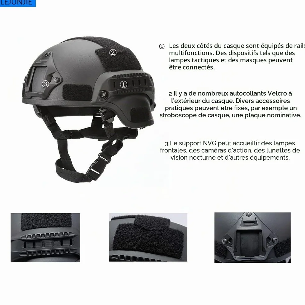 Casque Tactique Mich avec Masque Facial détachable et Lunettes de Protection pour Airsoft, Paintball, Chasse