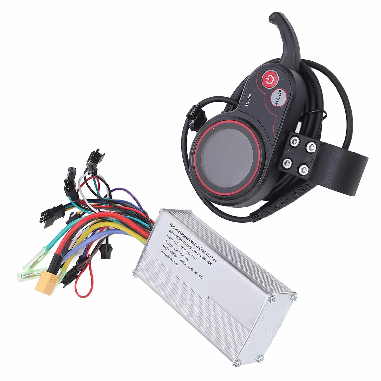 Kit de Contrôleur de Moteur sans Balai, 36V 48V 60V 450W 500W Contrôleur d'onde Sinusoïdale avec Écran d'Affichage Couleur LCD SL100 pour Vélo Électrique Scooter Électrique