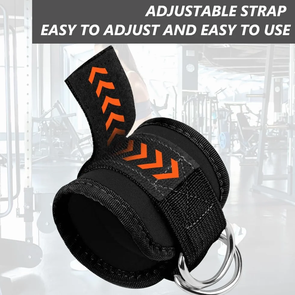 flintronic Sangle Cheville Musculation Poulie, Sangle de Cheville Réglable Gymnastique, Sangles Musculation avec Double Anneau D