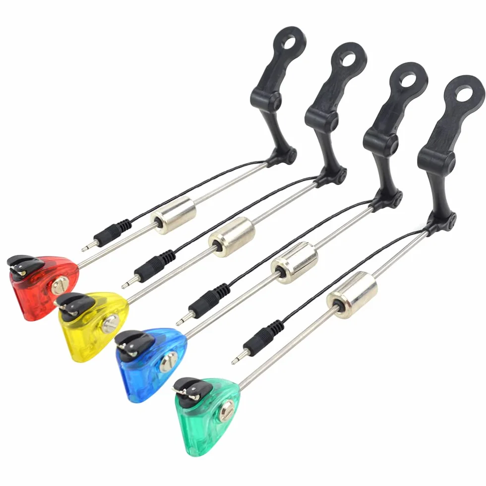 Lot de 4 indicateurs de touche lumineux (swingers) pour la pêche à la carpe