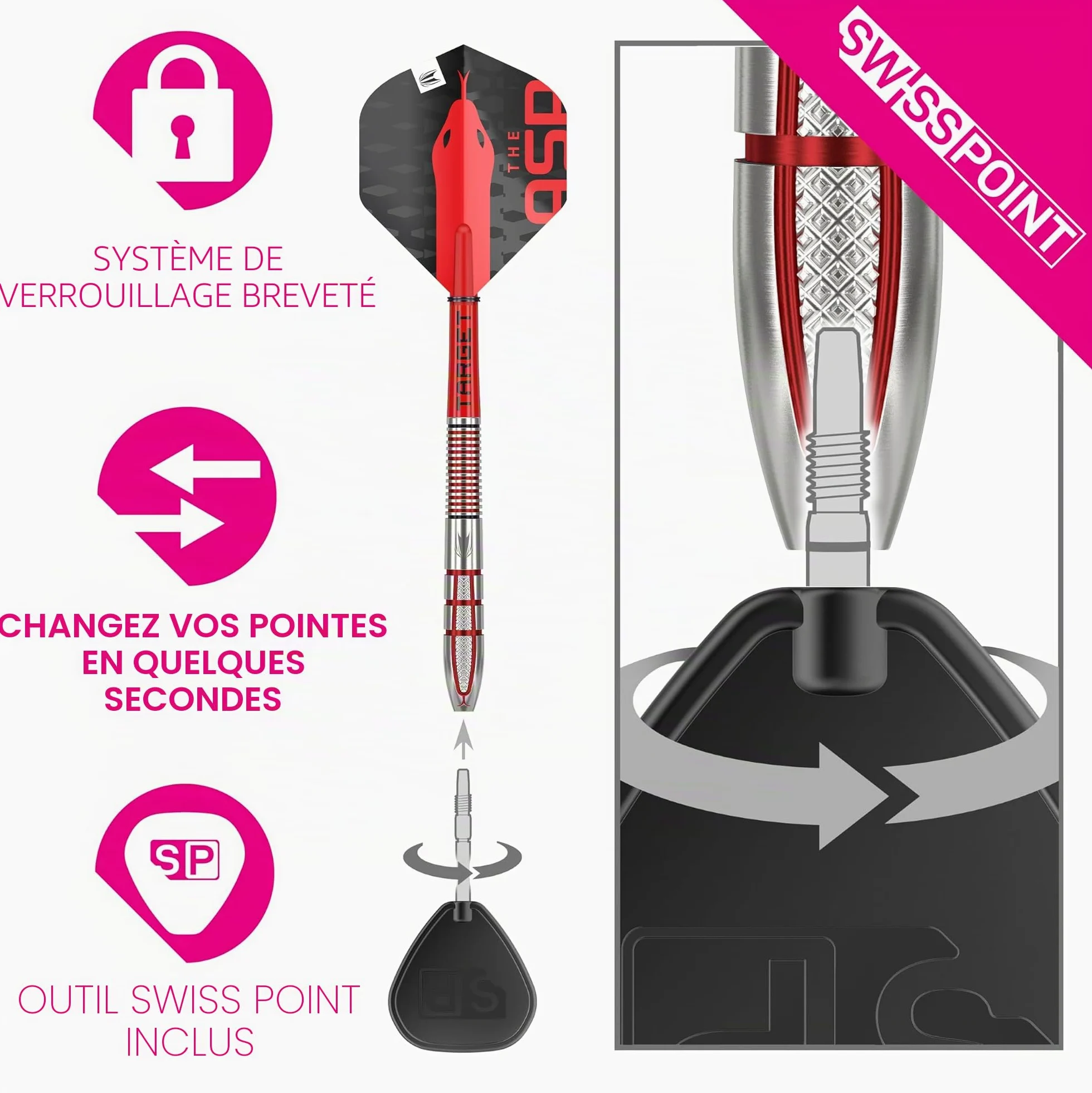 Target Darts Nathan Aspinall Gen 2 95% Wolfram Swiss Point Jeu de fléchettes à Pointe d'acier