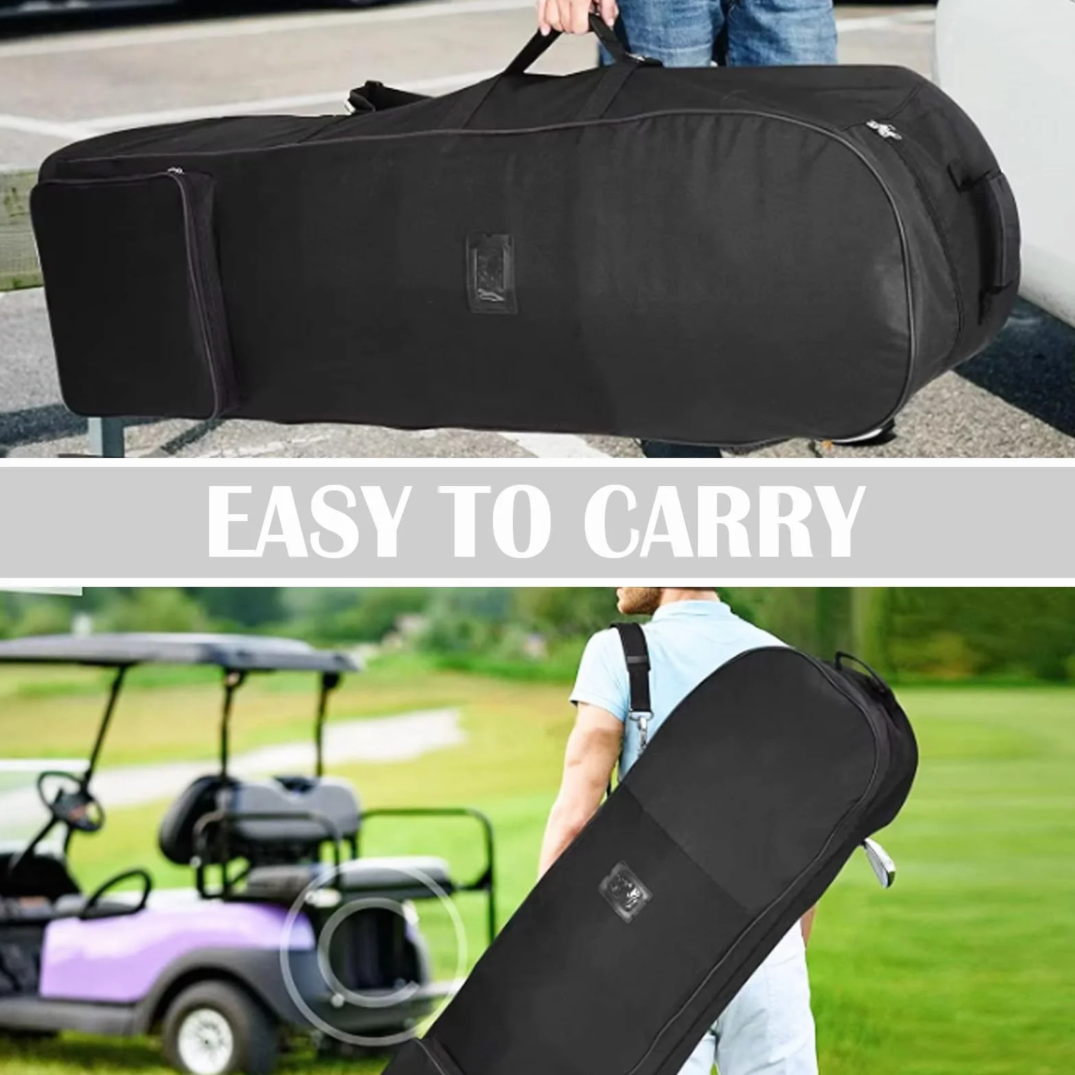Sac De Club De Golf Imperméable 600D avec Roulettes Housse De Voyage Protection Extérieure