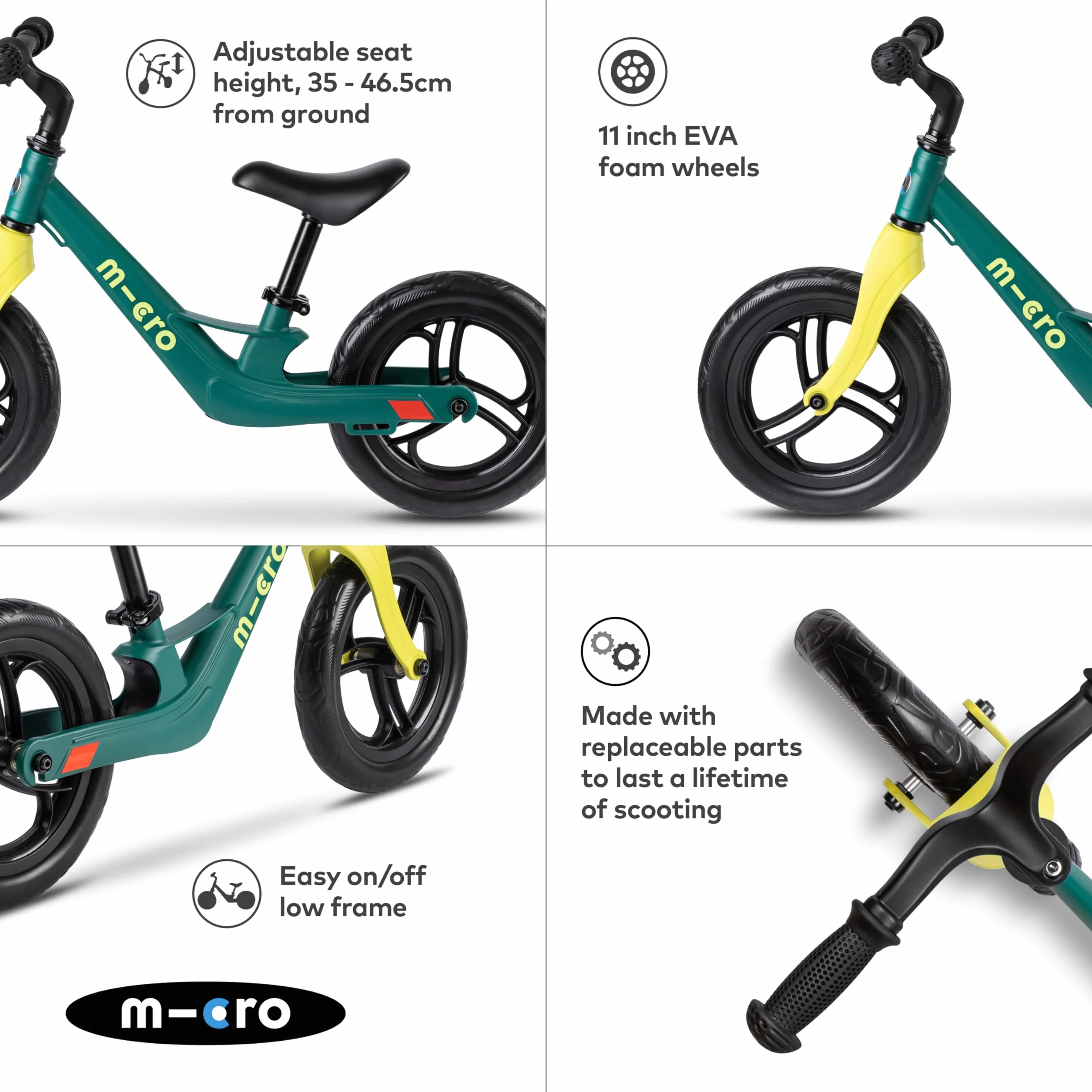 Micro Balance Bike Lite Cadre Magnesium Roues EVA 2 à 5 Ans