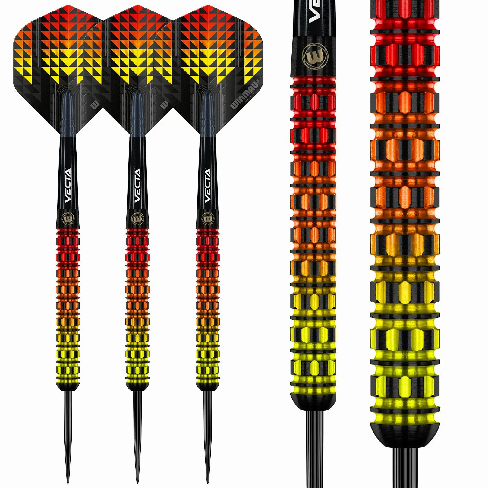WINMAU Firestorm Flame Jeu de fléchettes Professionnelles en tungstène avec ailettes et tiges