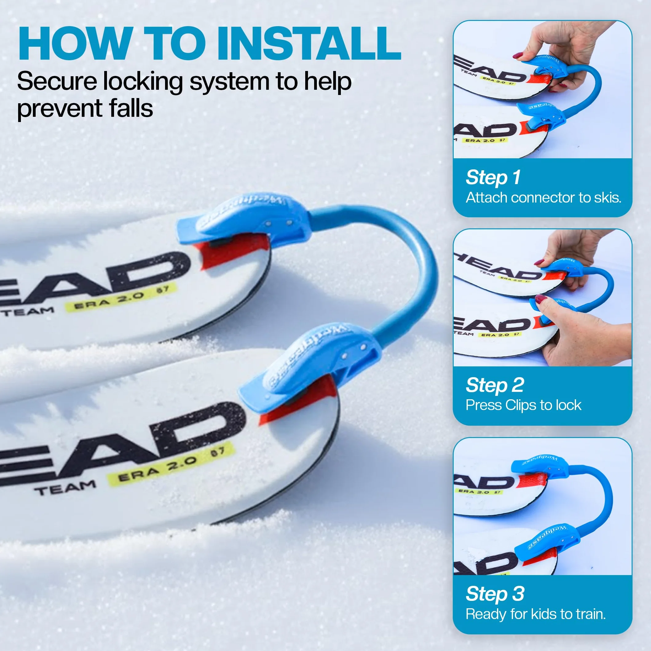 Launch Pad Wedgease Connecteur de Pointe de Ski – Apprendre à Skier – Contrôle de la Vitesse, Cale, Tourner – Portable et Durable – Débutants