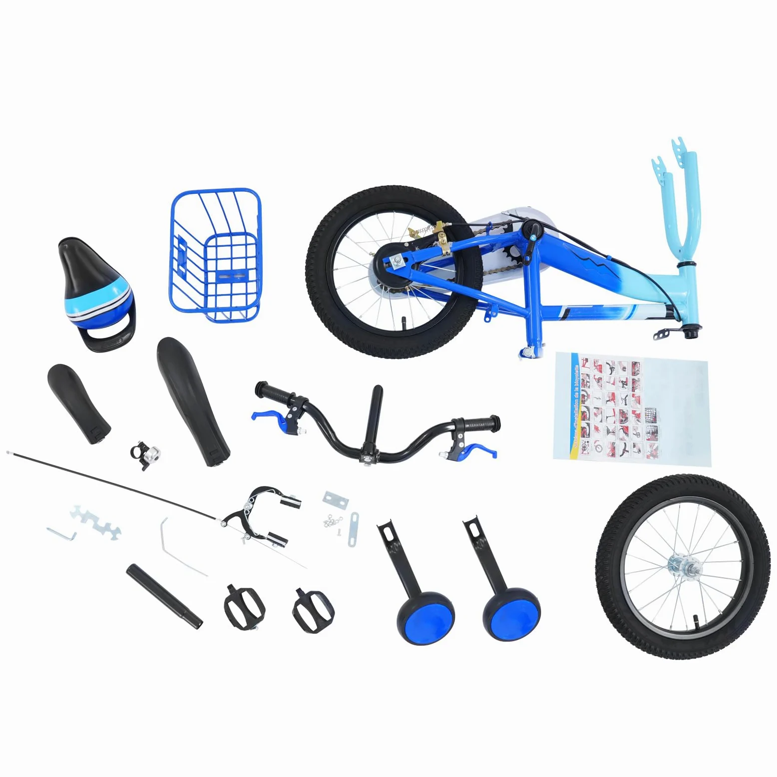 Vélo pour enfant de 14 pouces avec double système de freinage | Vélo pour enfant avec roues stabilisatrices - Hauteur réglable du guidon : 66 à 73 cm - Hauteur du siège : 43 à 49 cm - Pour