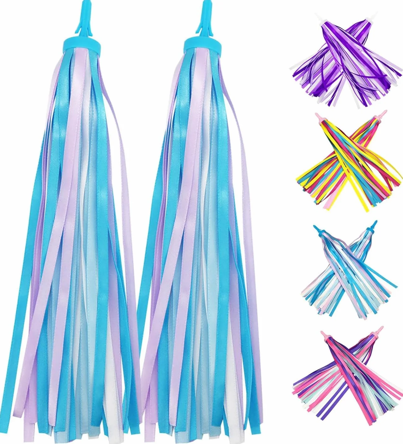 Platt Enfant Vélo Rubans Multicolores Tassel Accessoires de Décoration pour Trotinettes et Vélo Garçons Filles (1paire)