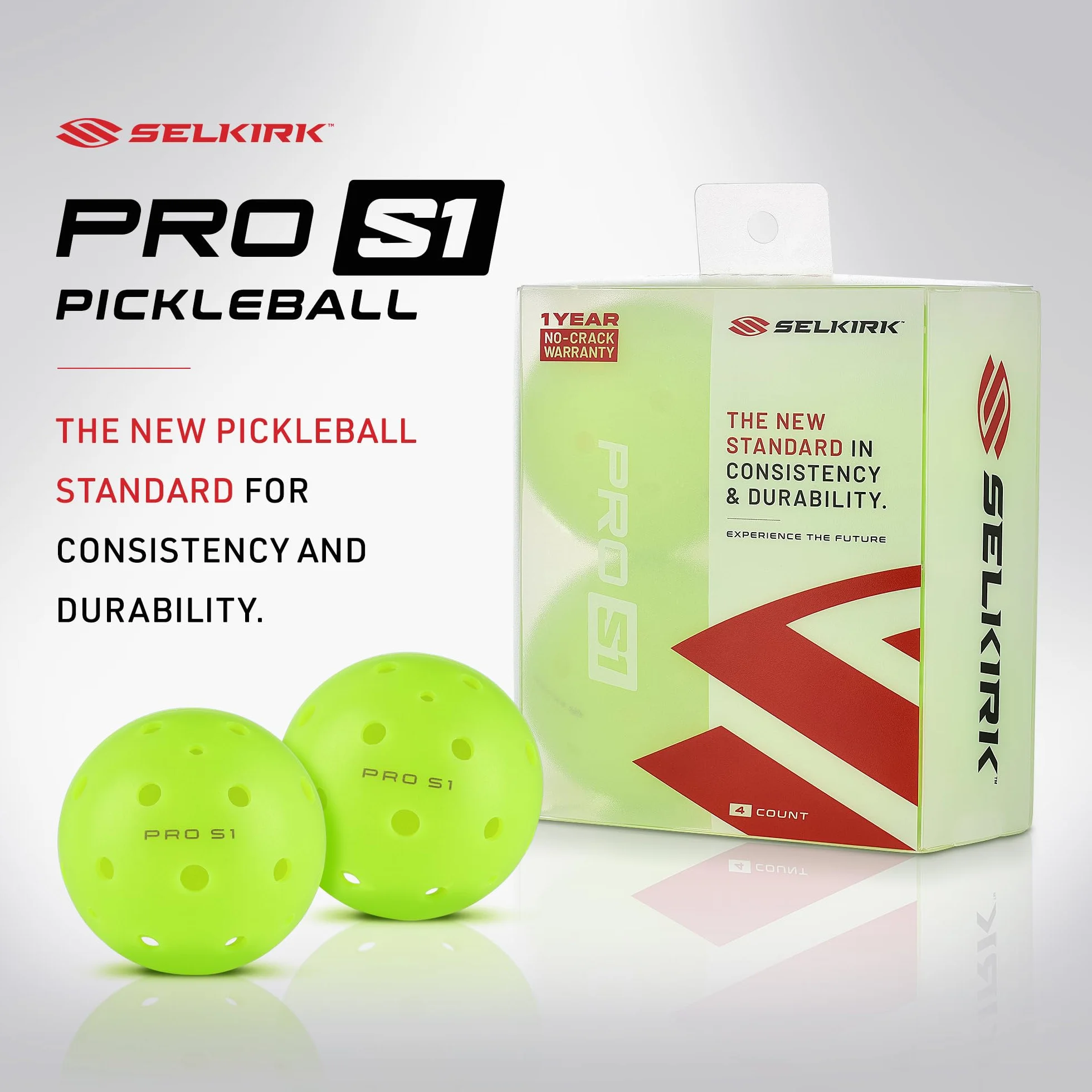 Selkirk Sport Balle Pro S1, balles de pickleball extérieur 38 trous, approuvée USAPA