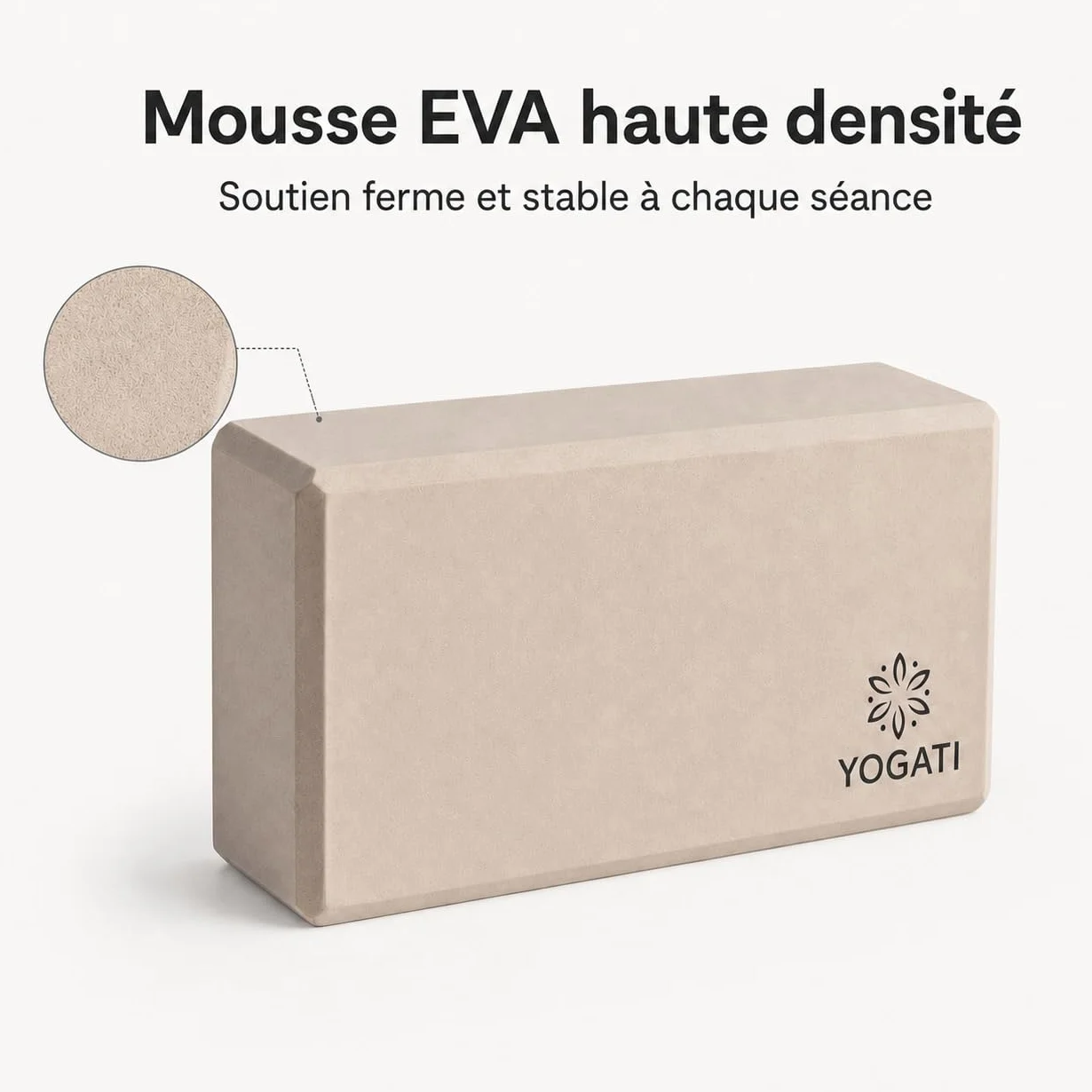 YOGATI Blocs de Yoga en Mousse EVA lot de 2 22x12x7.5 cm Antidérapant pour Pilates Fitness