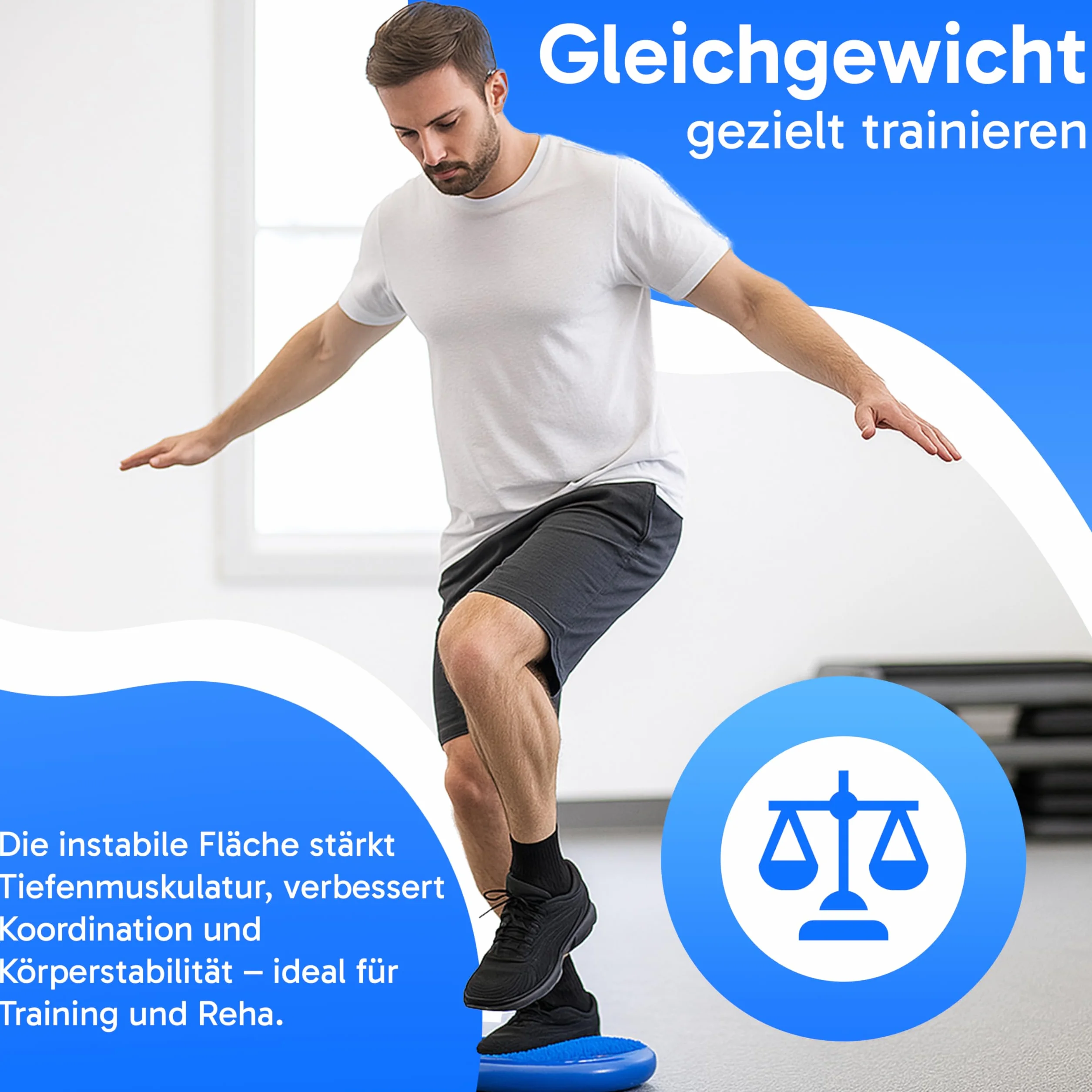 Retoo Coussin d'Équilibre Proprioceptif Ø34 cm avec Picots, Disque Gonflable Antidérapant