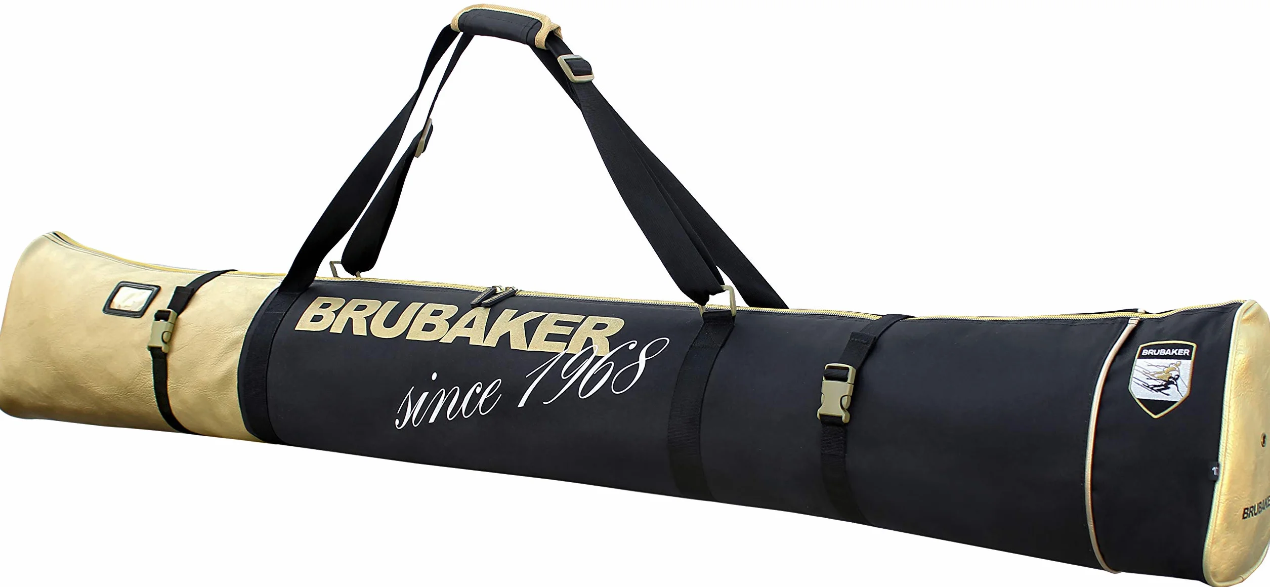 Sac à Chaussures de Ski & Housse à Skis BRUBAKER Saint-Moritz 170 cm ou 190 cm Noir/Doré