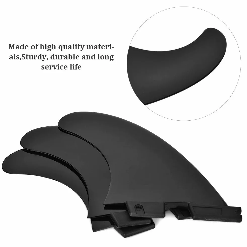 Aileron arrière de Planche de Surf FCS2 G5 Fibre de Verre Noir 3 pièces