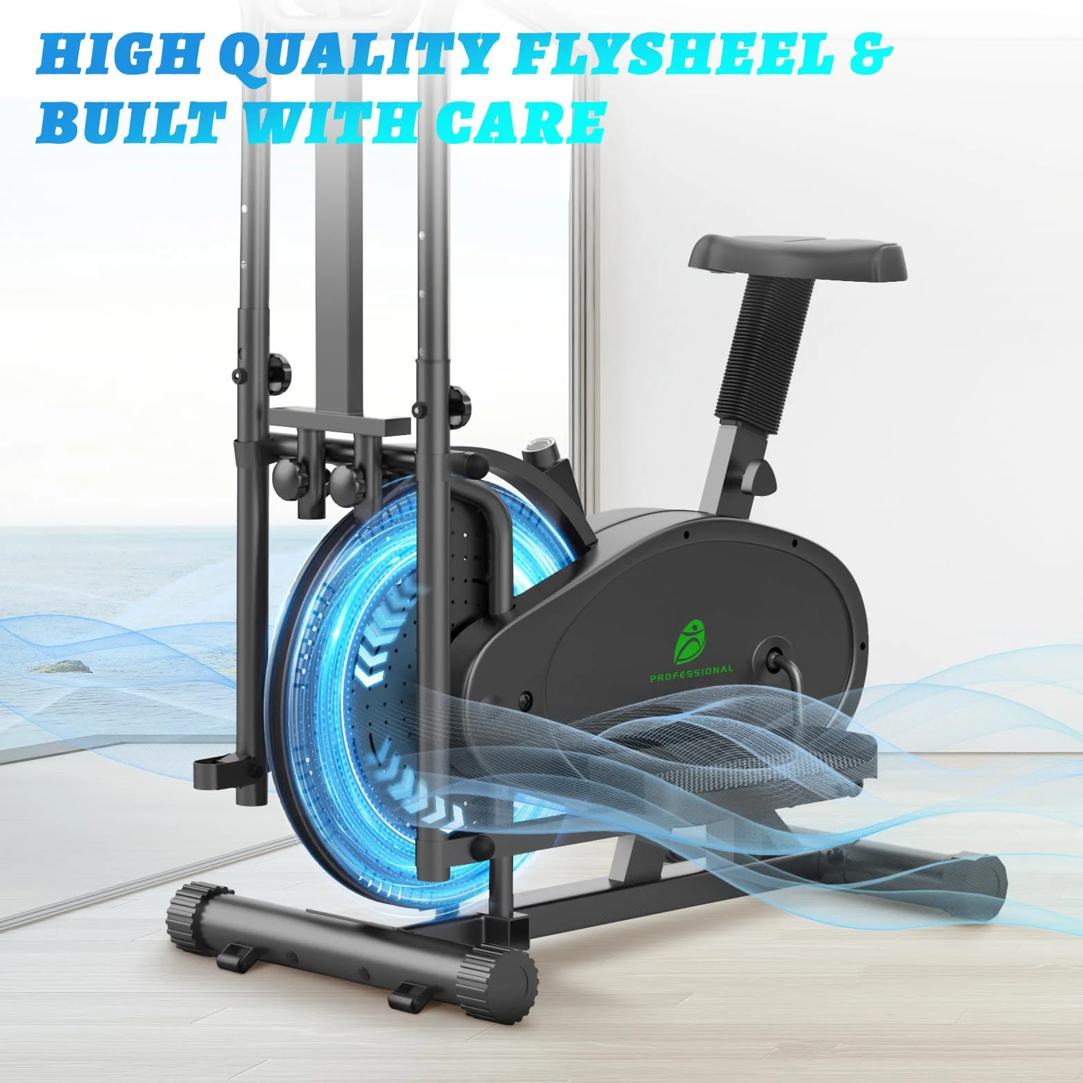 Crosstrainer Vélo Elliptique 2 en 1 avec Siège, Moniteur LCD, Résistance Réglable