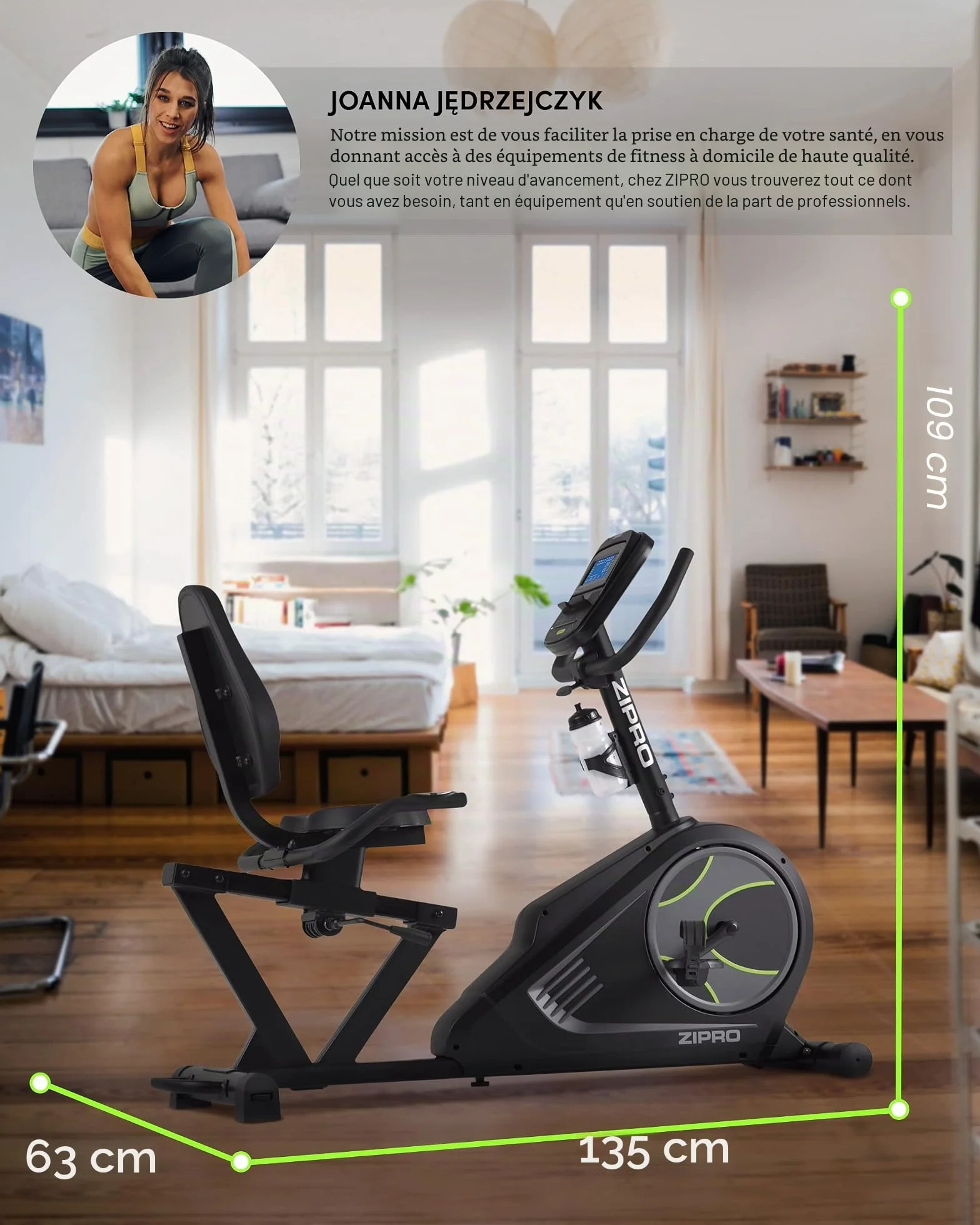 Zipro Vélo d'appartement magnétique Ergomètre Fitness 150 kg