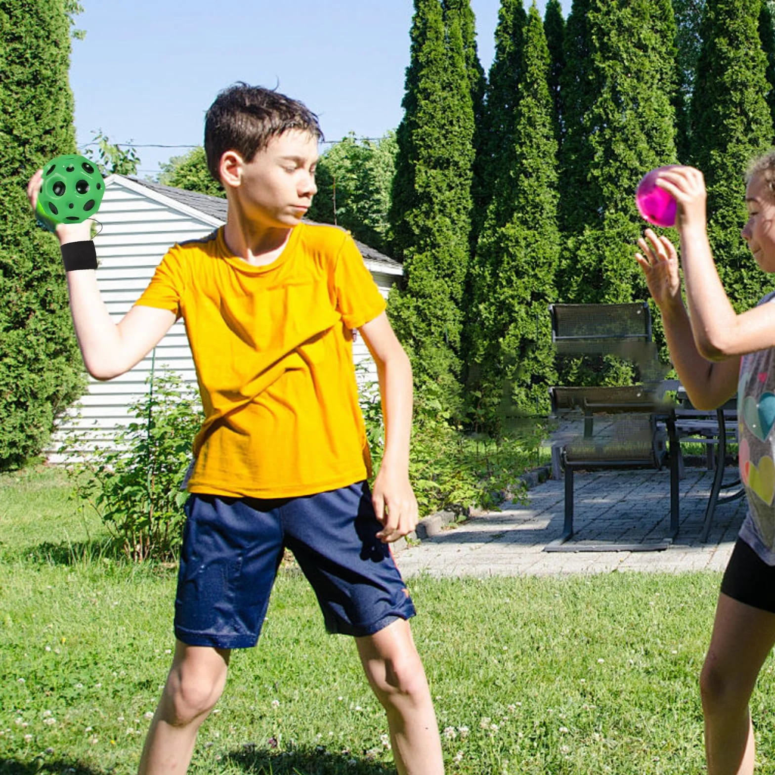 Lot de 4 balles de lancement à rebond élevé, boule de poignet élastique pour entraînement de réactivité et coordination œil-main