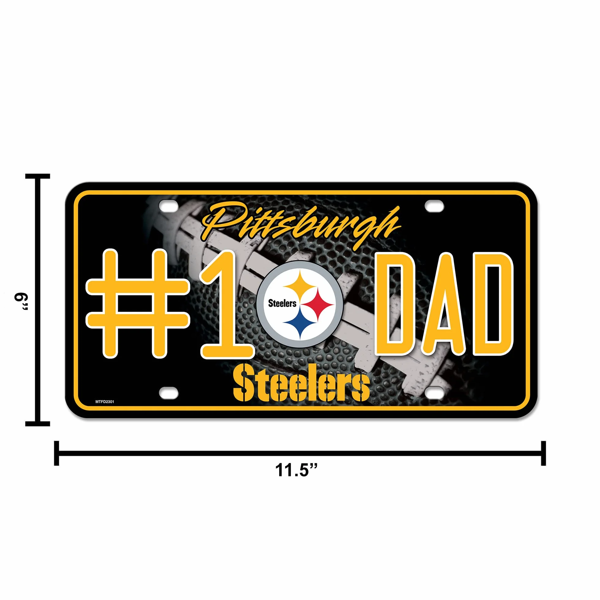 Rico Industries NFL Pittsburgh Steelers #1 Dad Metal Tag 8.5" x 11" - Auto Tag for Car