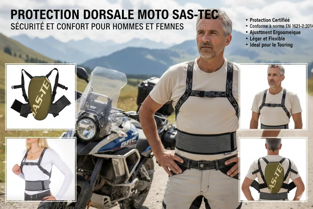 TLA Protection Dorsale SAS-TEC Niveau 2, Protection Dorsale Unisexe hoome et Femme, Gilet de Protection Dorsale pour Moto, Enduro, Motocross, Quad, Ski, MTB, Equitation, Snowboarding
