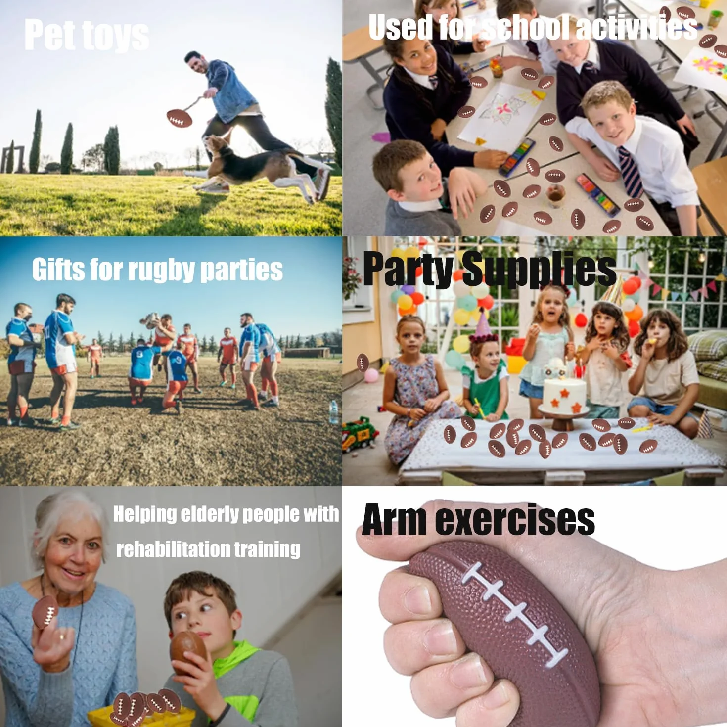 Mini Ballons de Rugby en Mousse 5.5cm 96 Pièces pour Enfants Adultes Cadeaux Fêtes