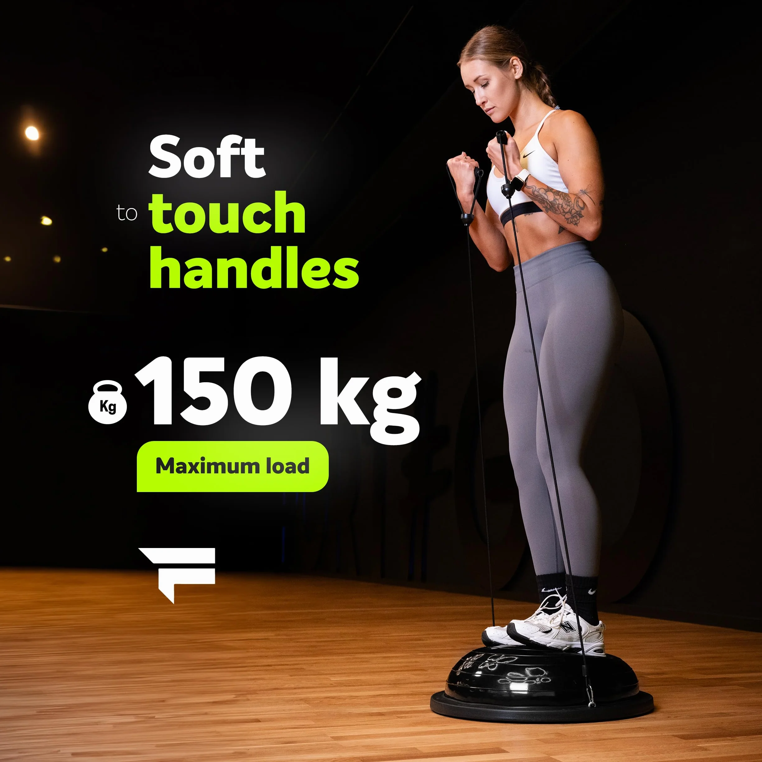 FIZYO Balance Trainer Demi-Boule Ø 58 cm, Ballon d'Équilibre Antidérapant avec Pompe, Noir