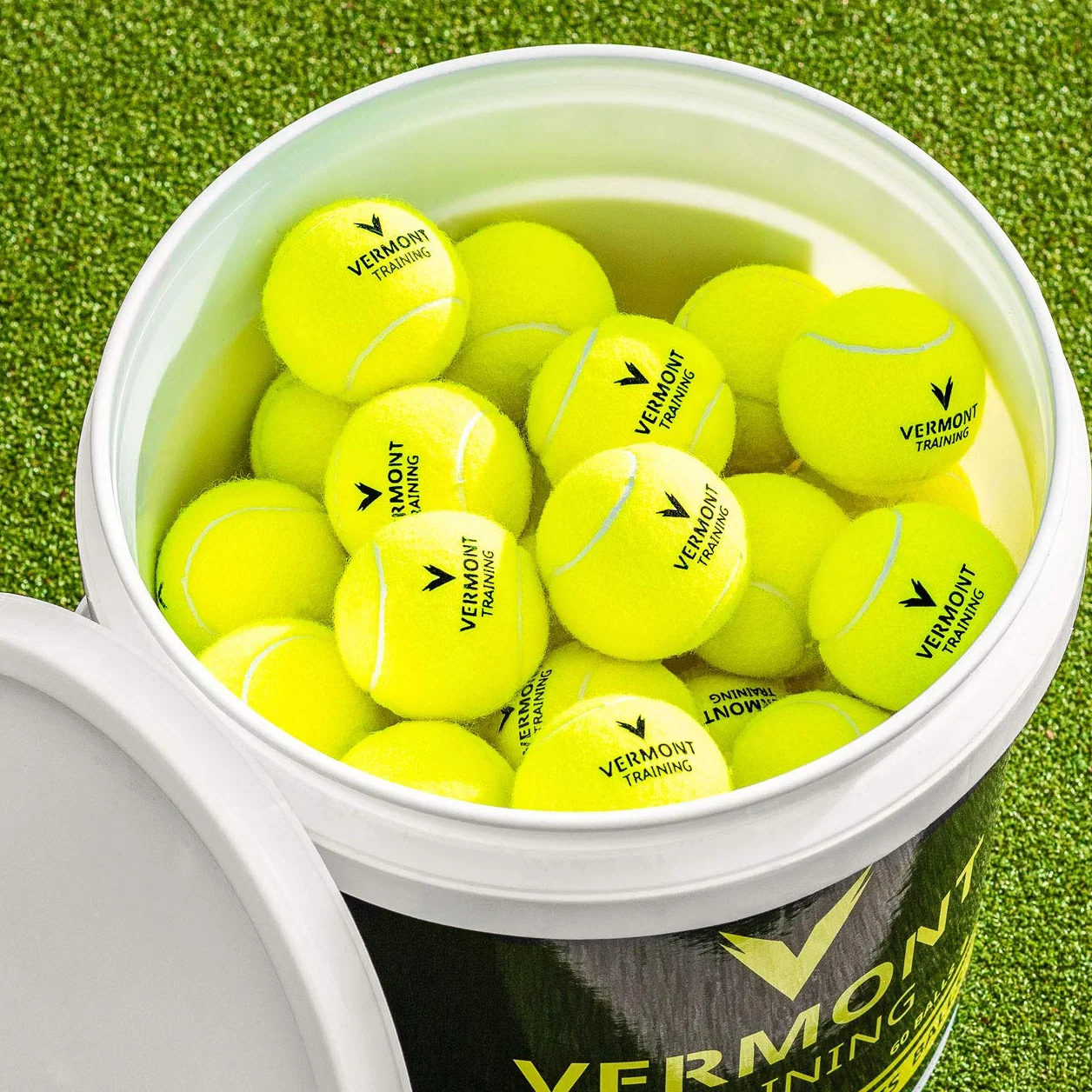 Vermont Balles d’Entraînement de Tennis Lot de 60 Recharge Seau