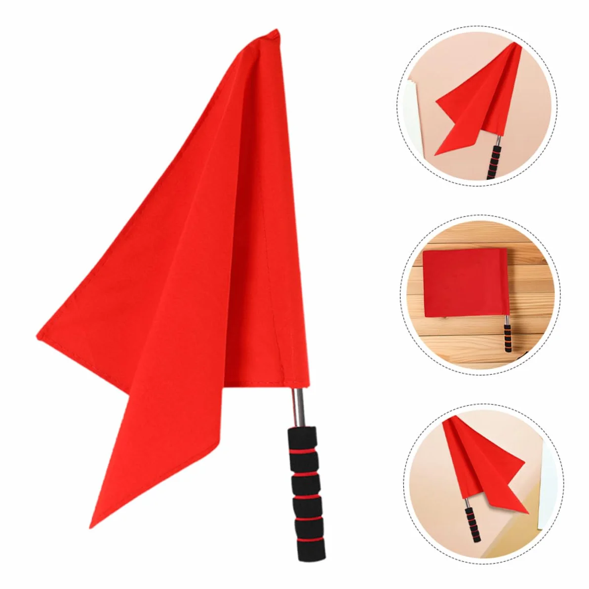 SOIMISS 7 pièces Drapeaux Arbitre Rouge Signalisation Main Juge de Touche Sport Manche Inox Mousse Équipement Léger Football Volley Rugby