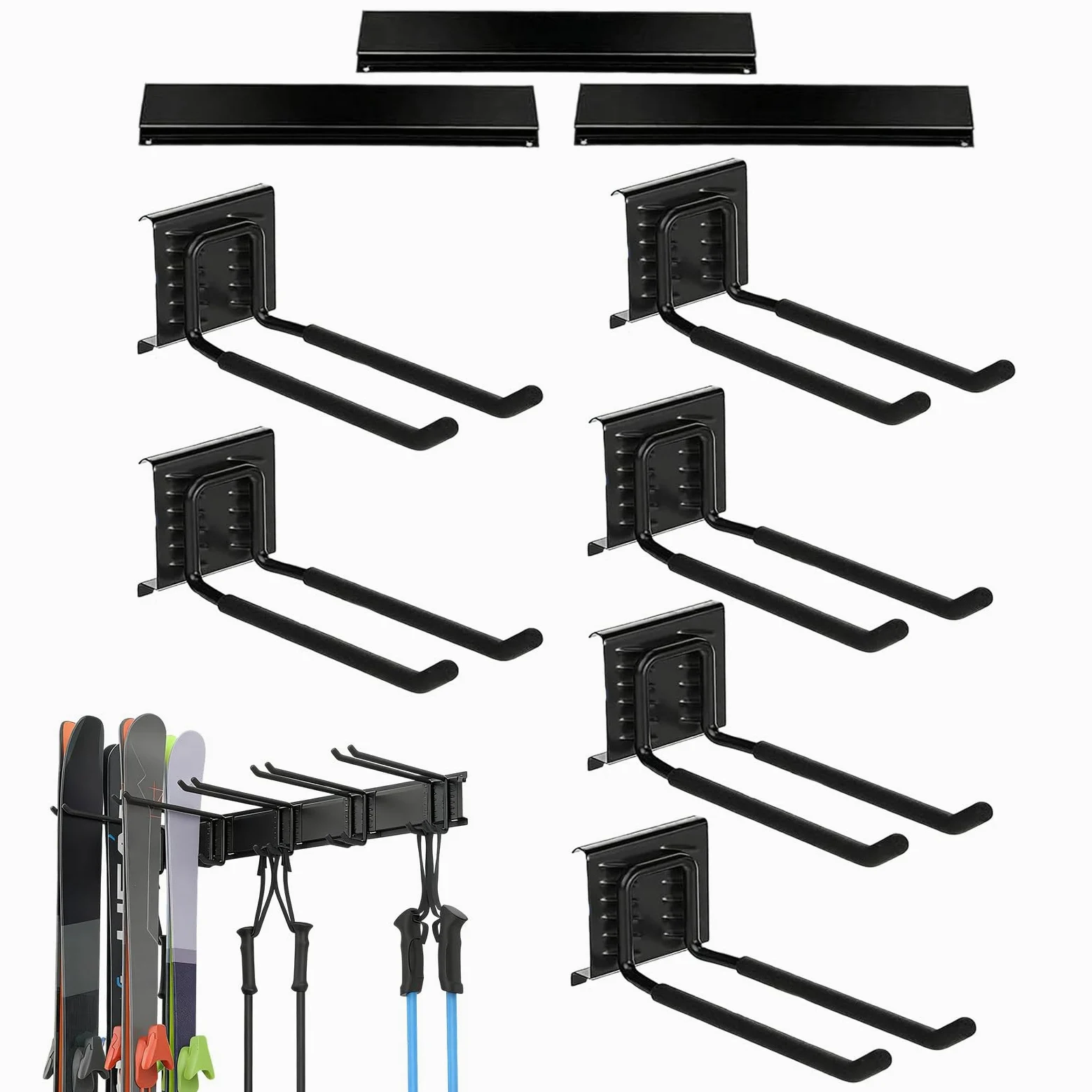 Porte-Ski Murale Garage - Support Antidérapant Pour Skateboard | Et Équipement,Rack Ski Snowboard pour Intérieur Extérieur Cave - Pour Accessoires Sportifs Intérieur Extérieur Abri Jardin