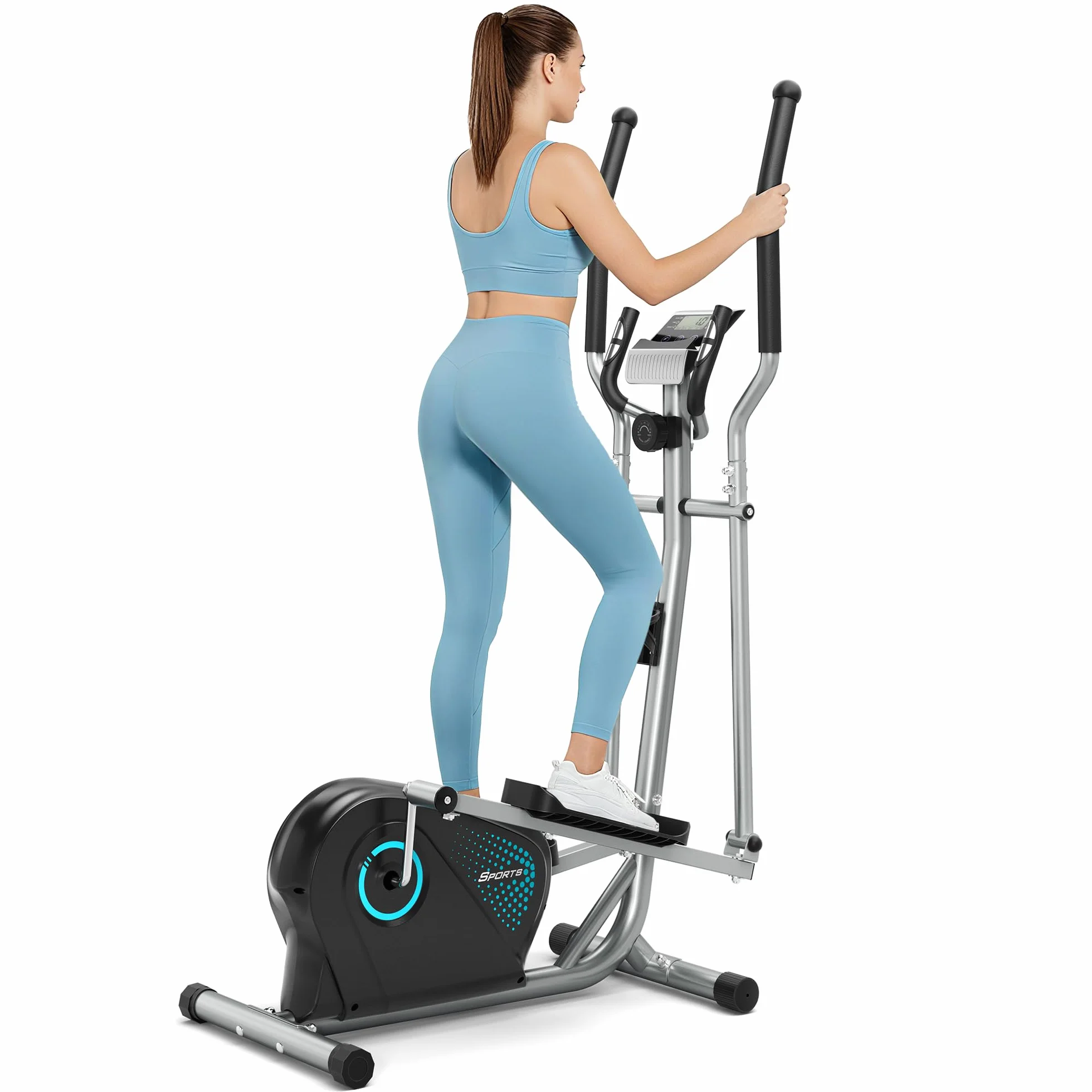 YOLEO Vélo Elliptique 16 Niveaux de Résistance Volant d'Inertie 6 kg Écran LCD Appareil Fitness Cardio
