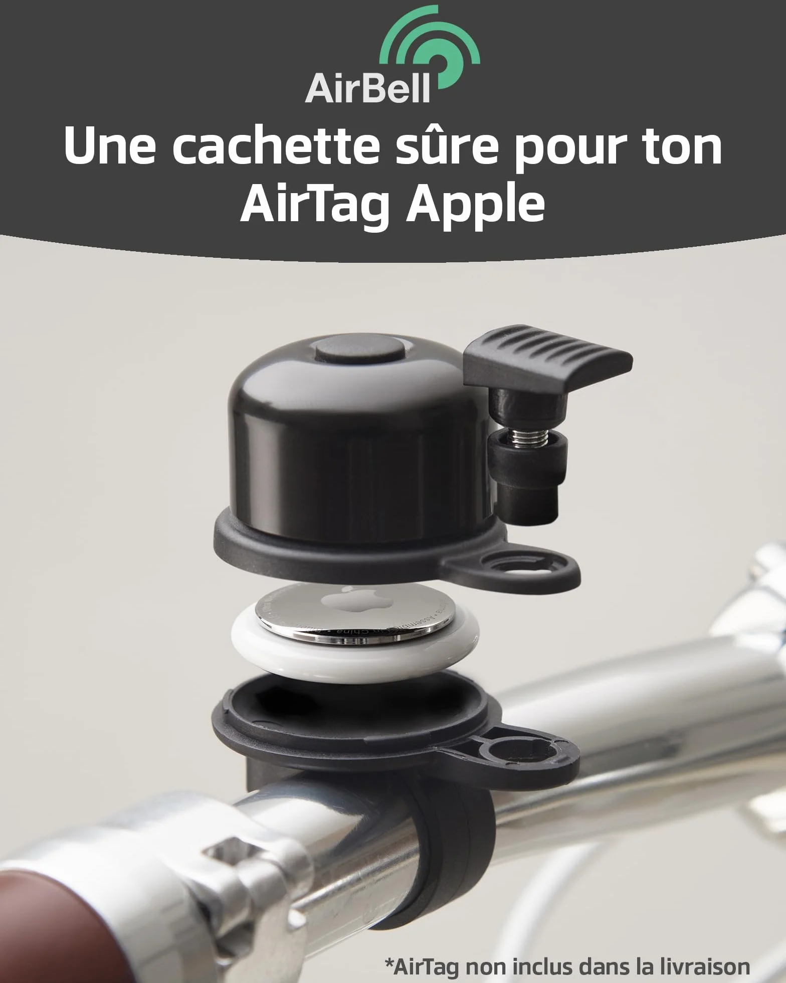 AirBell Apple AirTag Alarme antivol pour vélo
