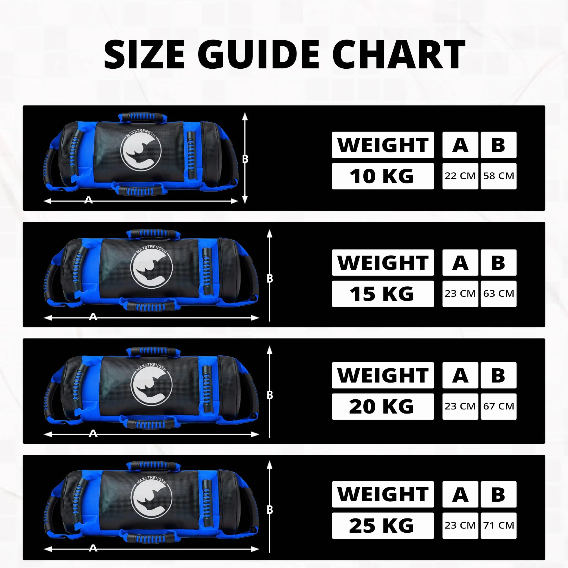 MAXSTRENGTH Sac de sable 5 kg 10 kg 15 kg 20 kg entraînement CrossFit MMA