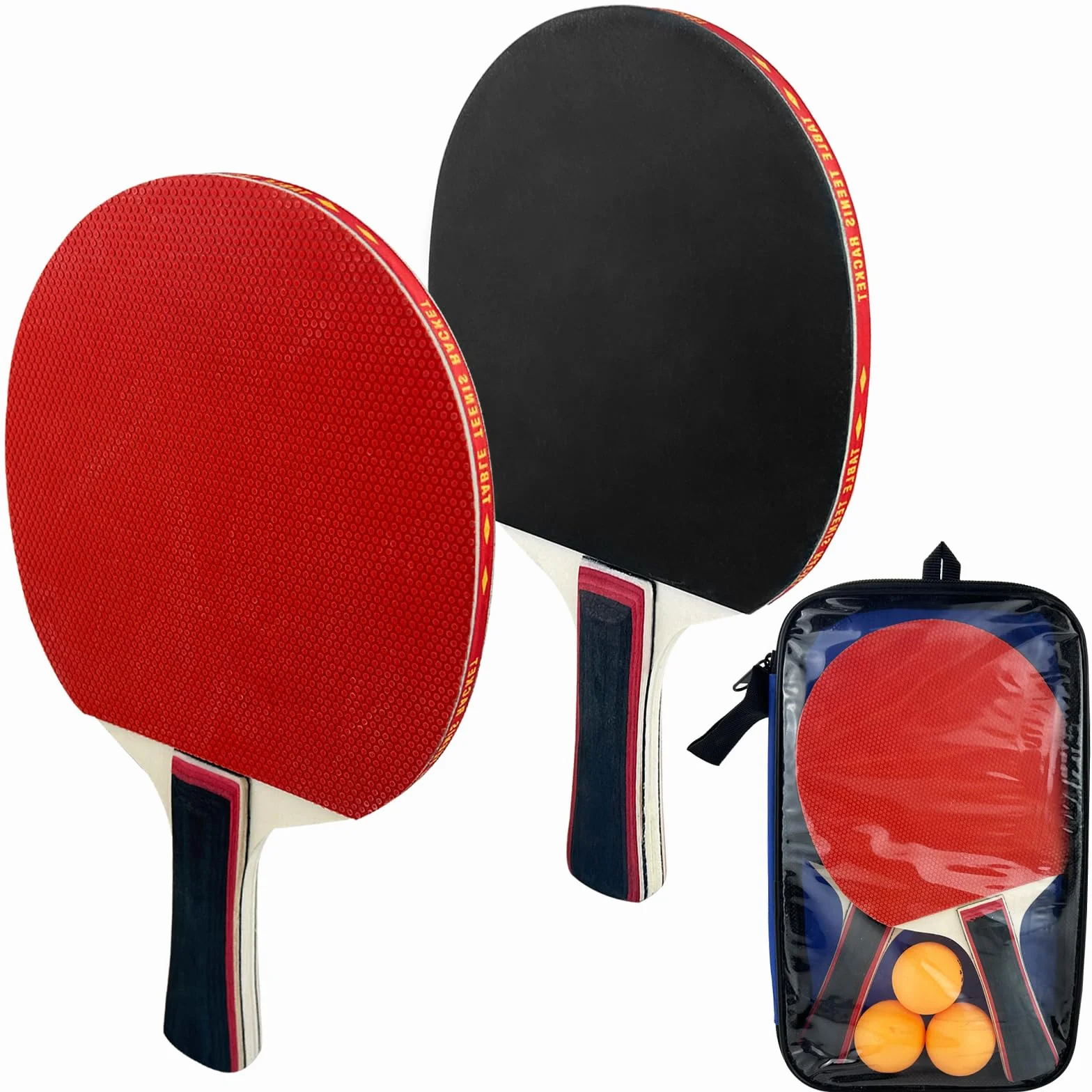 Set de Tennis de Table - 2 Raquettes, 3 Balles, 1 Sac pour Entraînement et Compétition