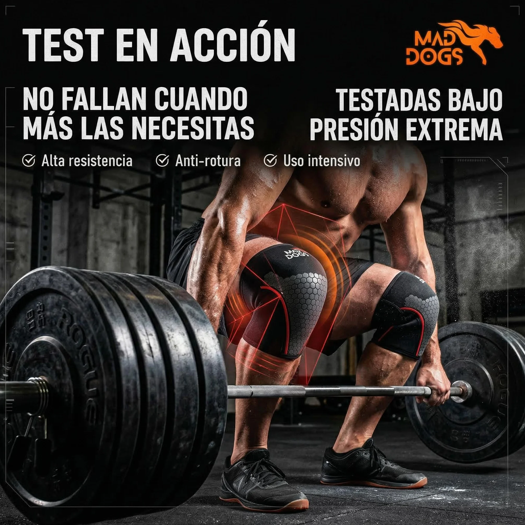 MAD DOGS Genouillères Crossfit 5 mm Néoprène Powerlifting Haltérophilie Protection Articulaire