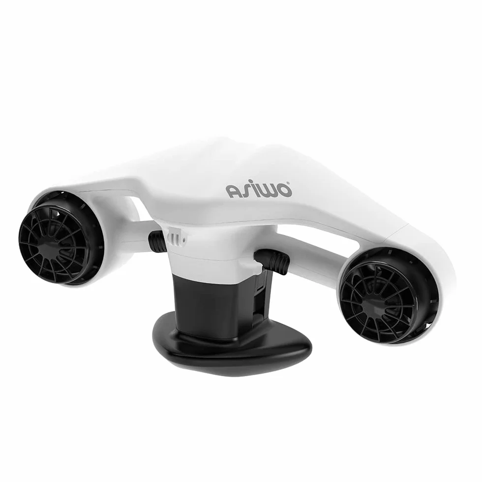 Asiwo Scooter Marin Deux Moteurs étanche pour Plongée Natation avec Support Caméra d'Action (Blanche)