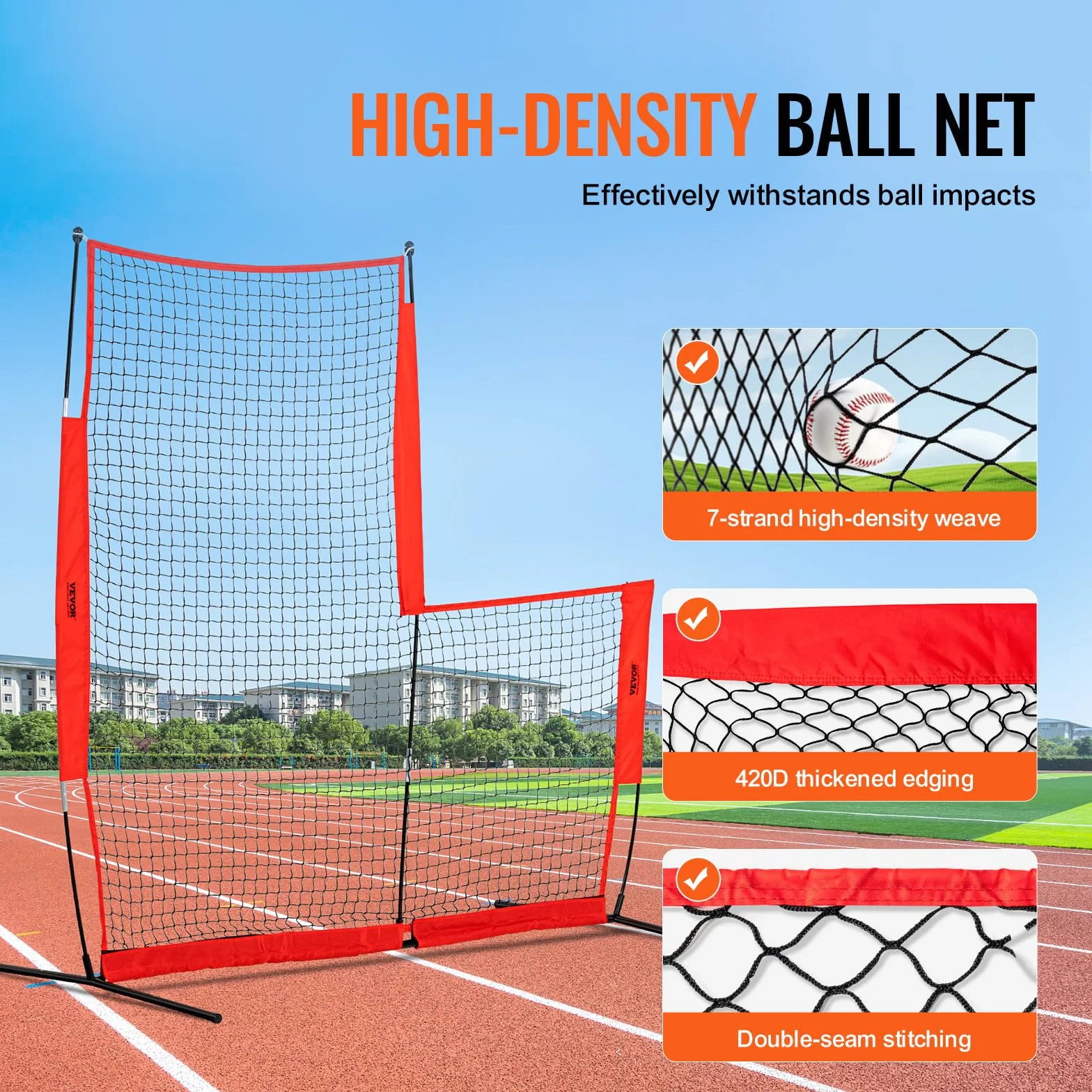 VEVOR Écran Protecteur de Baseball en Forme de L, Filet de Protection Softball 240x214 cm, Portable avec Sac de Transport