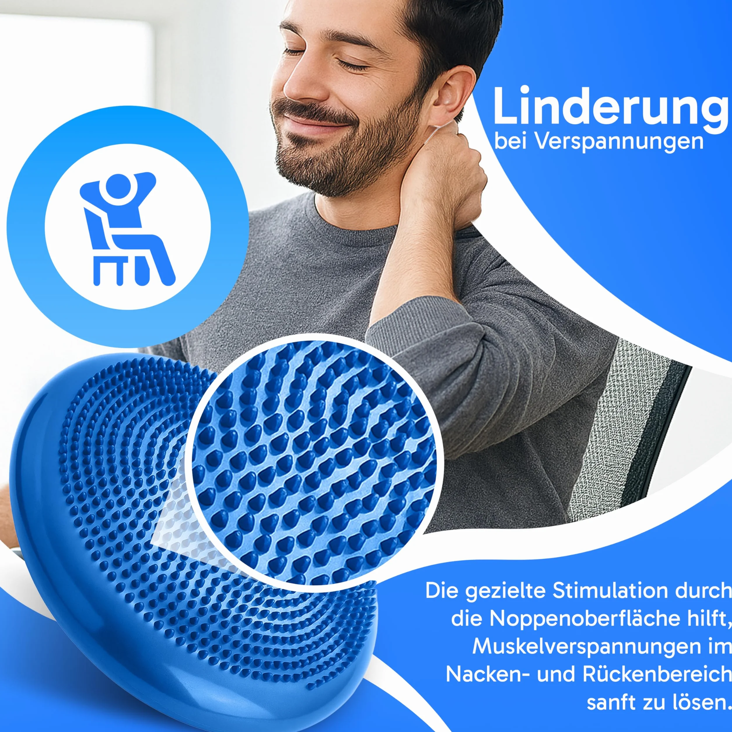 Retoo Coussin d'Équilibre Proprioceptif Ø34 cm avec Picots, Disque Gonflable Antidérapant