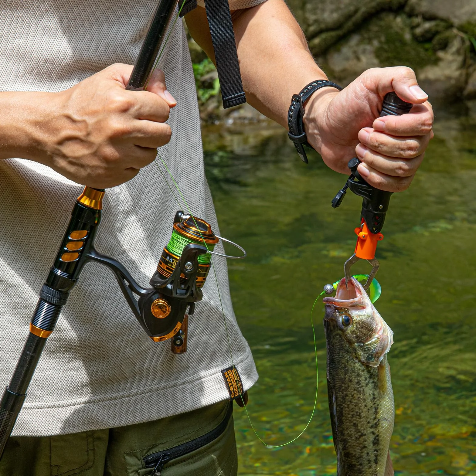 THKFISH Canne à pêche et Moulinet avec Sac à Dos, Canne à pêche télescopique, Moulinet, appâts de pêche, Pince et Pince à pêche pour Adultes