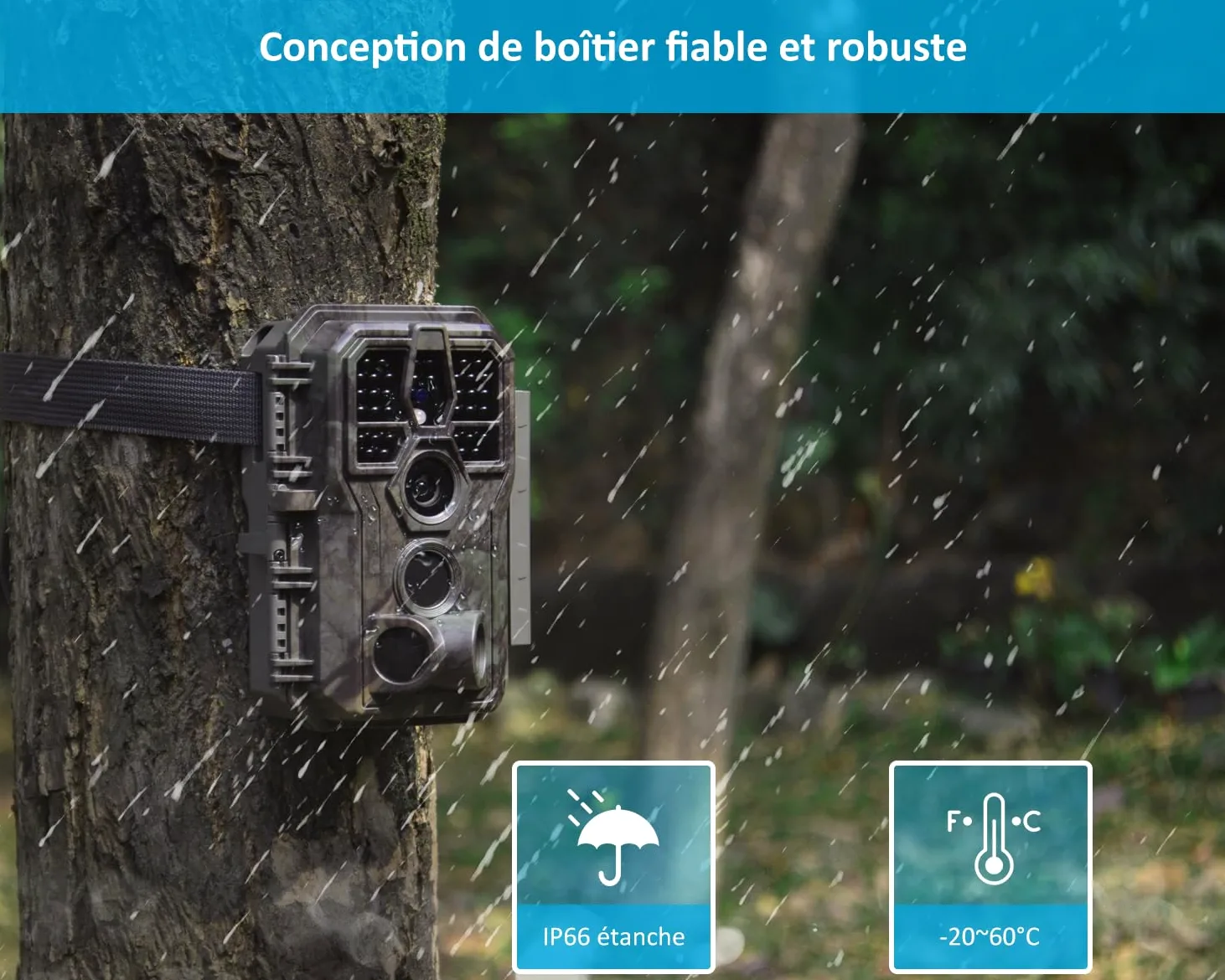 GardePro E5S Caméra de Chasse 64MP 1296P H.264 Vidéo, Jusqu' 30m Camera Chasse Infrarouge Vision Nocturne, Vitesse de Dclenchement 0,1s et Angle de Dtection 120°, 940nm IR LED