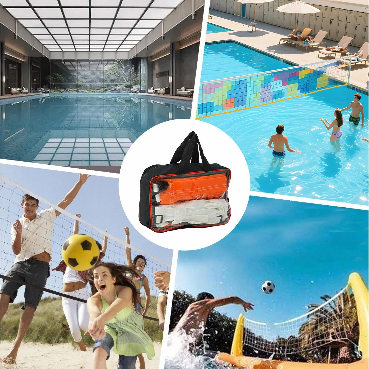 Réseau de Volley-Ball Piscine Grand Filet de Remplacement Équipement Sportif Aquatique Multifonction