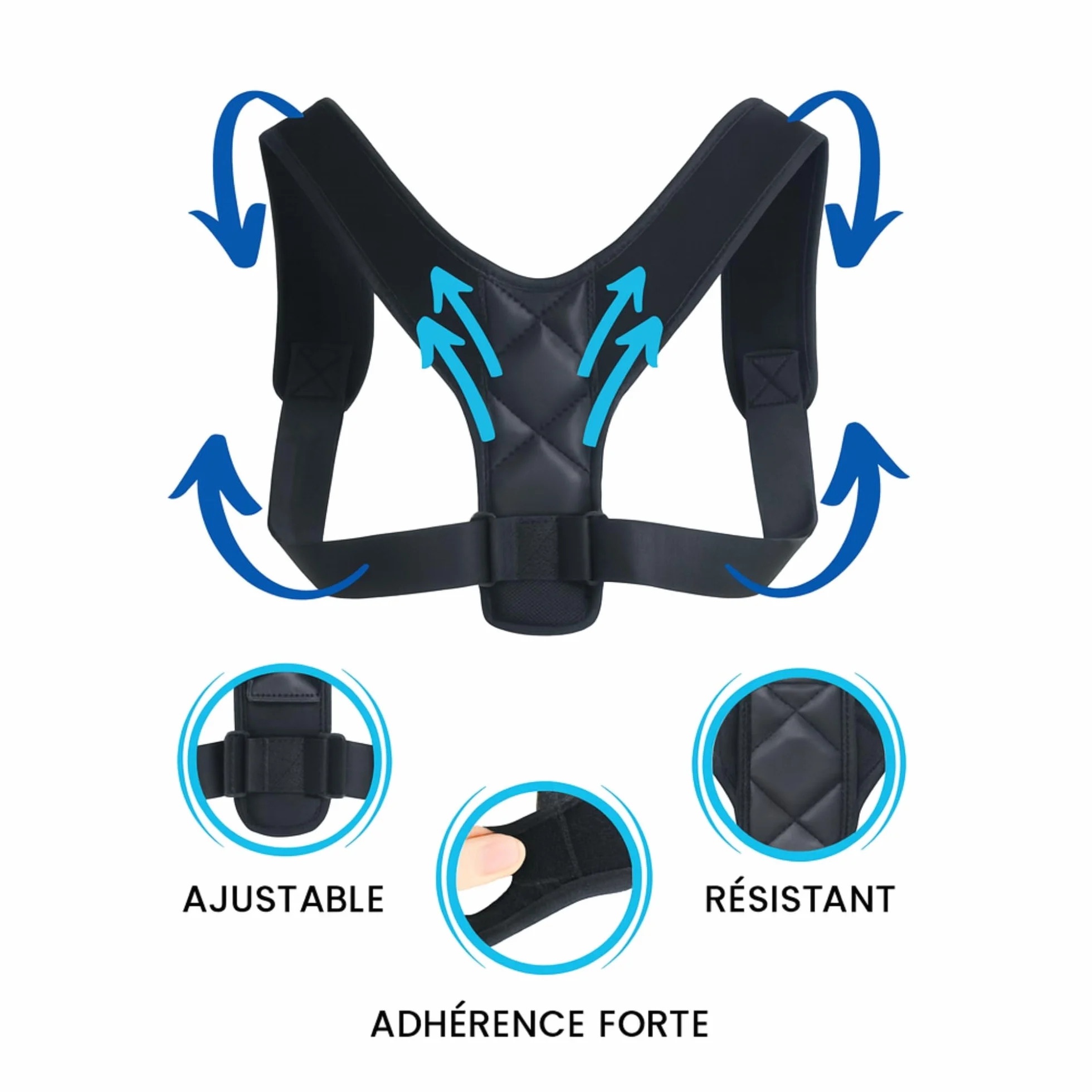 ALIGNO Correcteur de Posture Universel Homme Femme | Redresseur de Dos Réglable | Ceinture Lombaire Soutien Dorsal | Gilet de Dos avec Bretelles pour Alignement et Confort pour Améliorer la Posture
