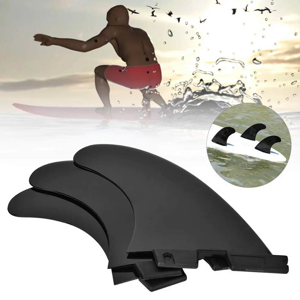 Aileron arrière de Planche de Surf FCS2 G5 Fibre de Verre Noir 3 pièces