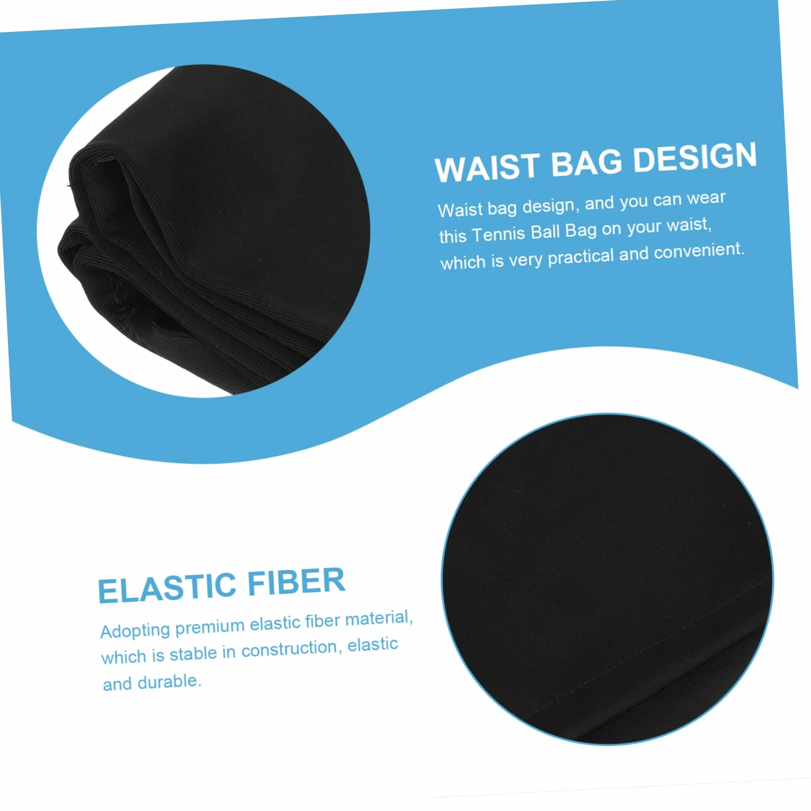 BESPORTBLE Banane de Tennis Balle de Tennis de Tennis pour Poche Sportif Accessoire Tennis Accessoires Tennis de balles de Golf Organisateur de balles de Golf Spandex Black