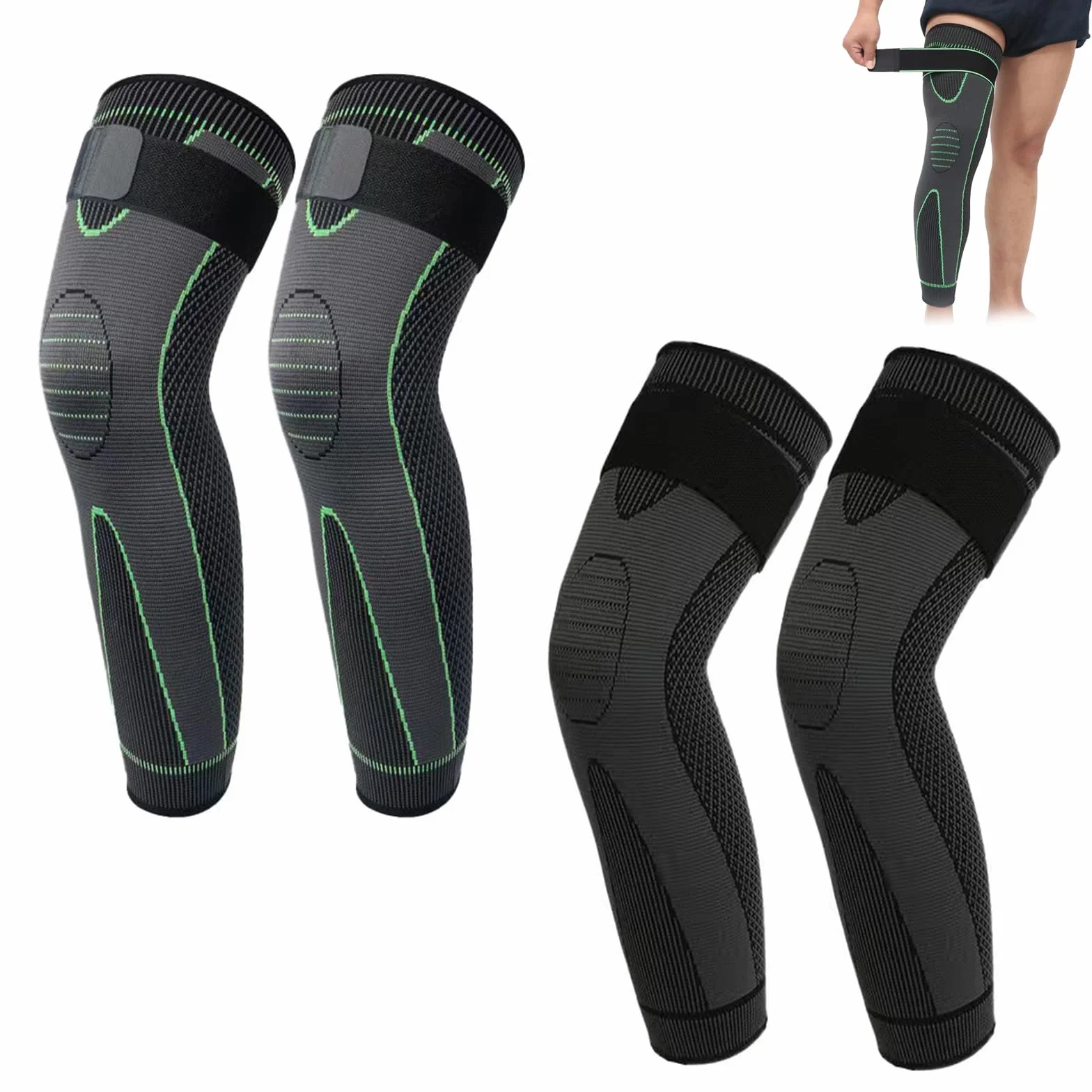 Genouillère Sport Compression Homme Antidérapante Respirante Taille L Vert 1 Paire