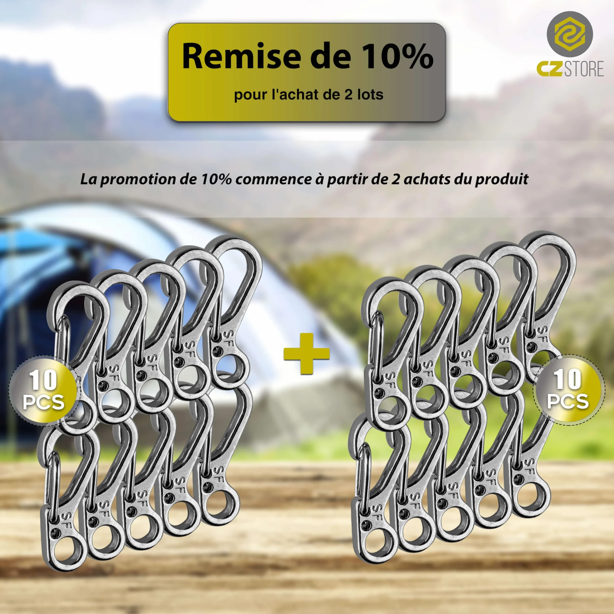 Marque Francaise Mini Mousqueton Lot de 10 Poids 5KG Porte clefs Camping Randonnée Escalade