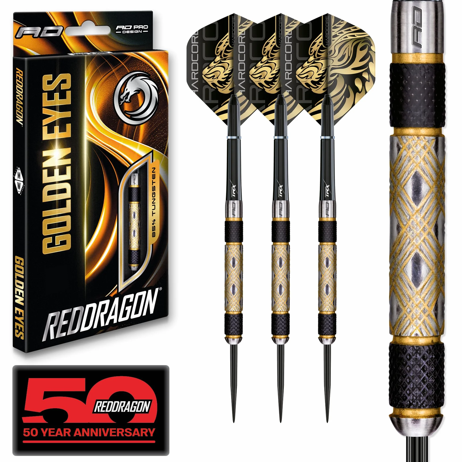 RED DRAGON Golden Eyes Professional Dart Set 85% Tungsten 22-32 g