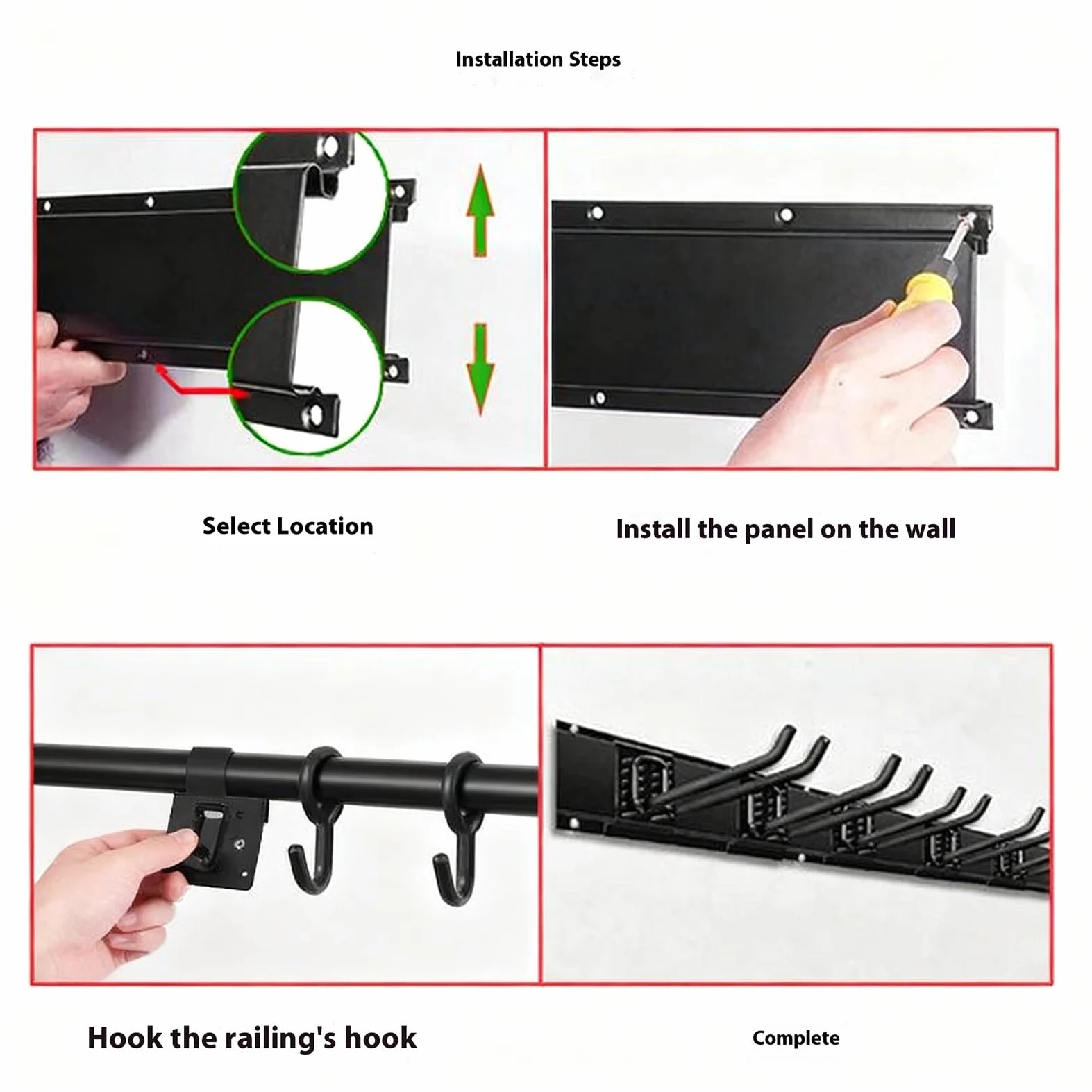 Support mural pour skis de garage - Avec 6 crochets, robuste et | antidérapant, support de snowboard - Pour équipement d'hiver, accessoires de sport, maison, cave, abri de jardin
