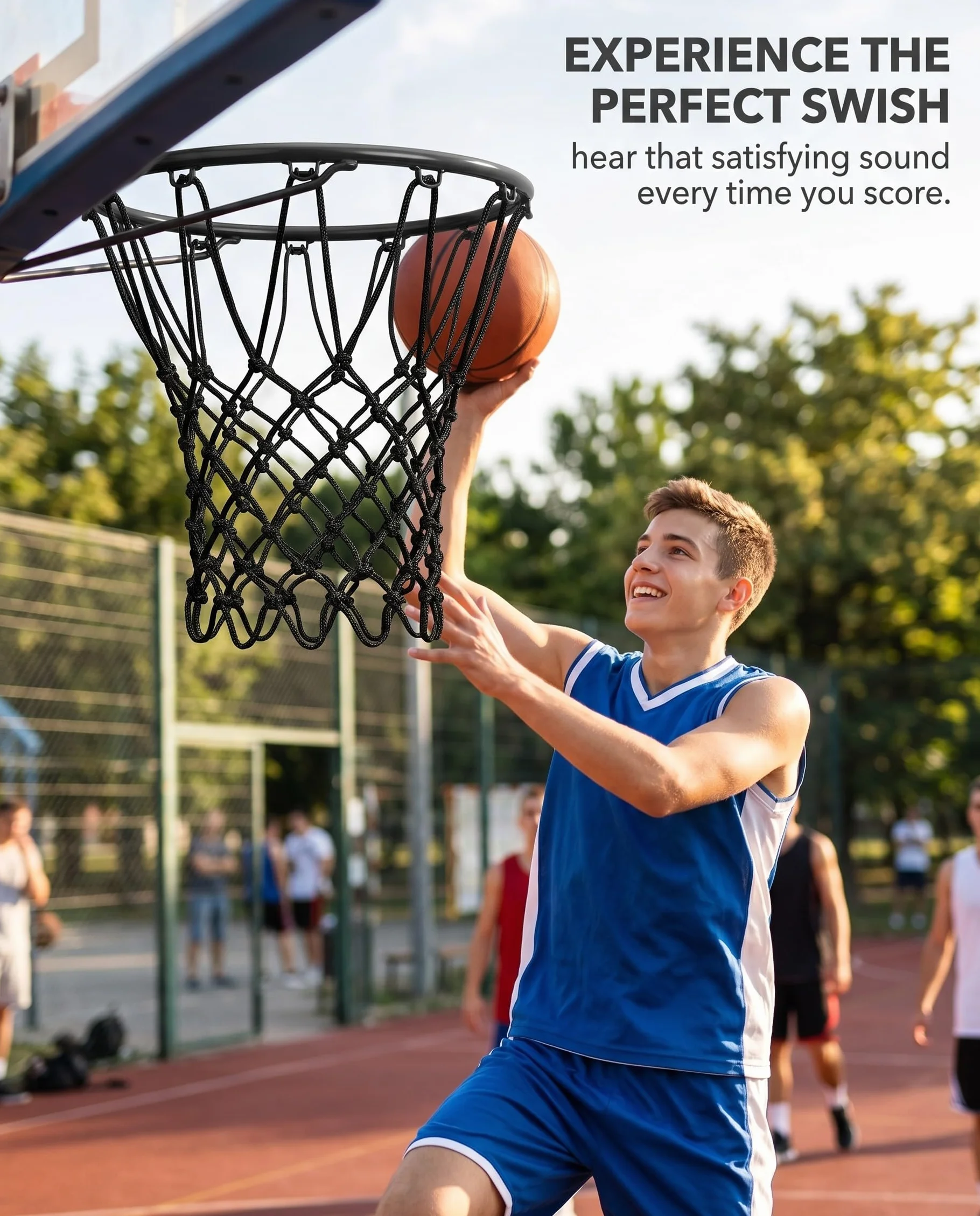 Filet de Basket-Ball de Rechange Résistant, Filet Panier Basket Extérieur Qualité Professionnelle, S'adapte à Jante Standard (Noir)