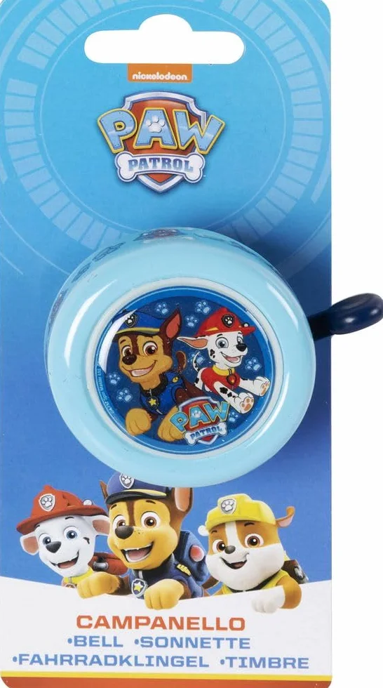 Sonnette de vélo Enfant, Fixation Facile, Motif Pat' Patrouille, Métal Robuste, Bleu Ciel, Taille Universelle