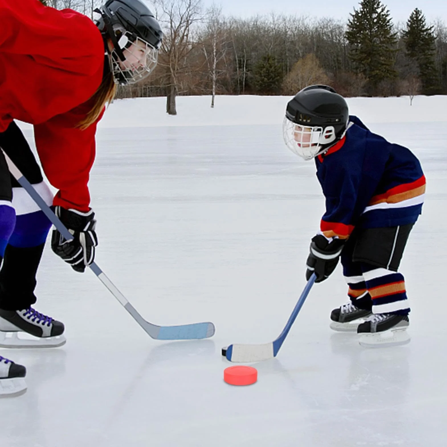 Palets de hockey sur glace PVC caoutchouc 6,9 x 1,8 cm lot de 4 entraînement