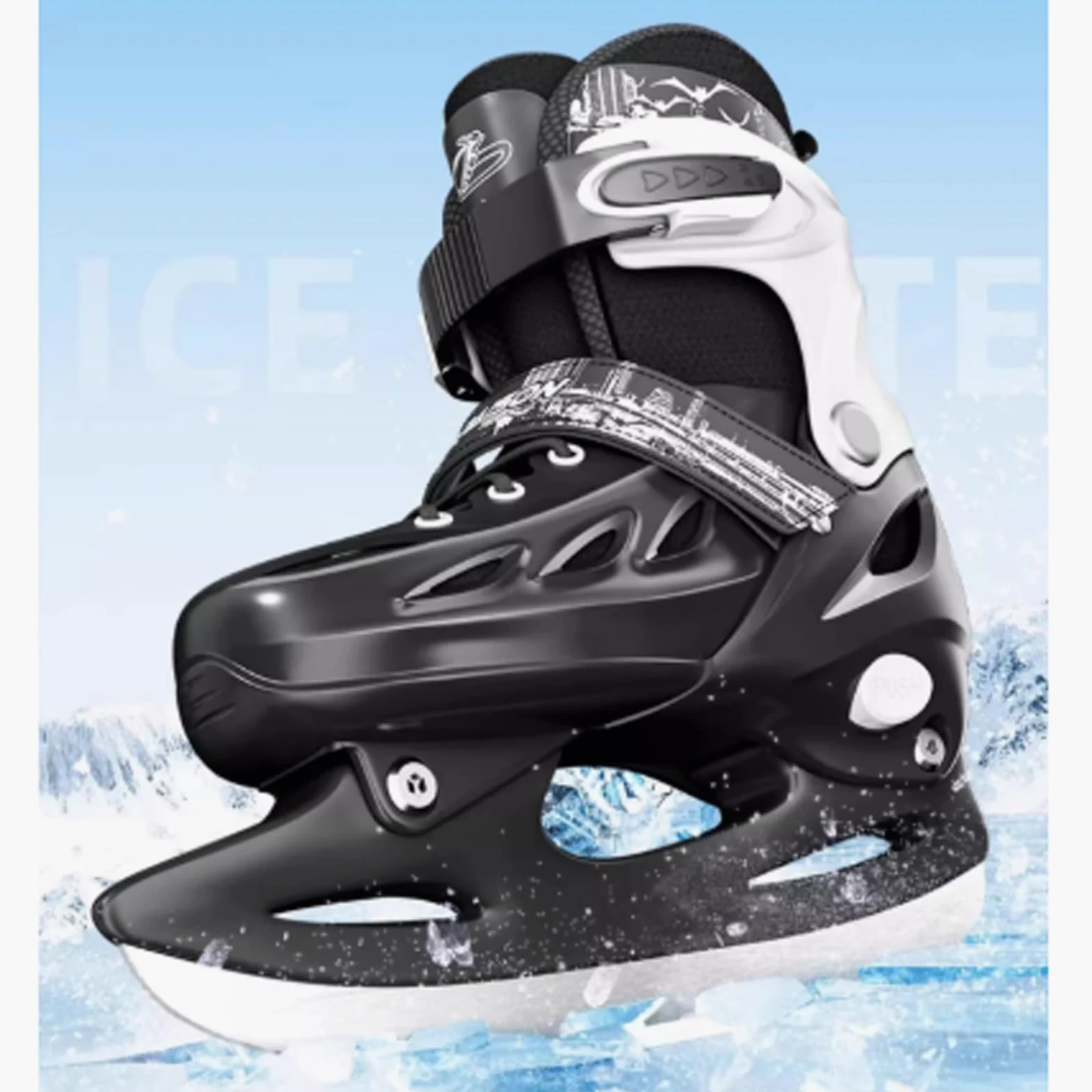 Patins à glace Homme Patins en acier au carbone Patins À Glace avec Système De Laçage Rapide Et Boucle À Poussoir pour Un Maintien Sûr,Patins à glace réglables pour adultes hommes et femmes