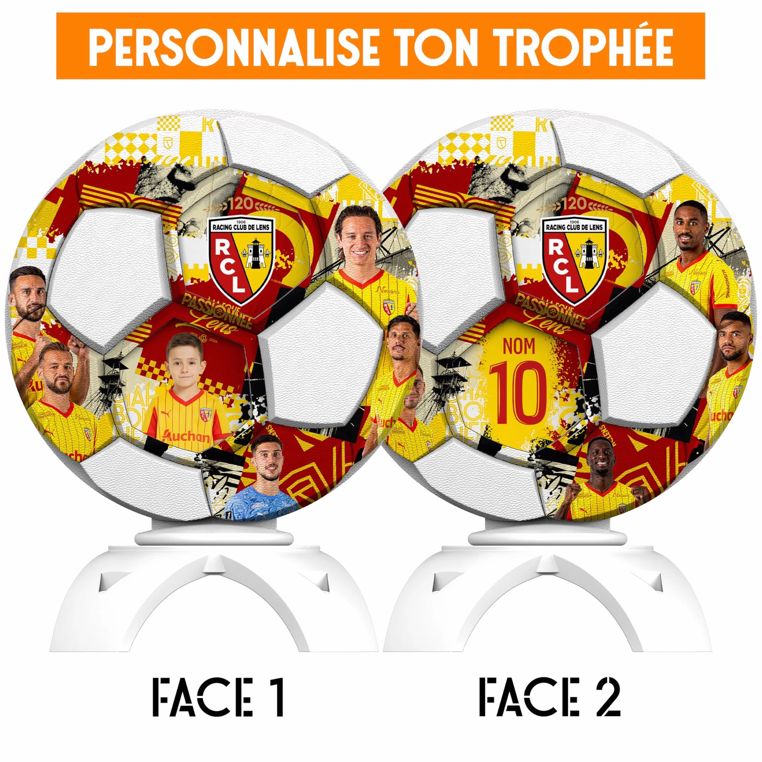 Trophée Collector RC Lens Officiel – Personnalisable avec Photo, Nom & Numéro | Objet de Collection Supporter, Cadeau Unique Made in France