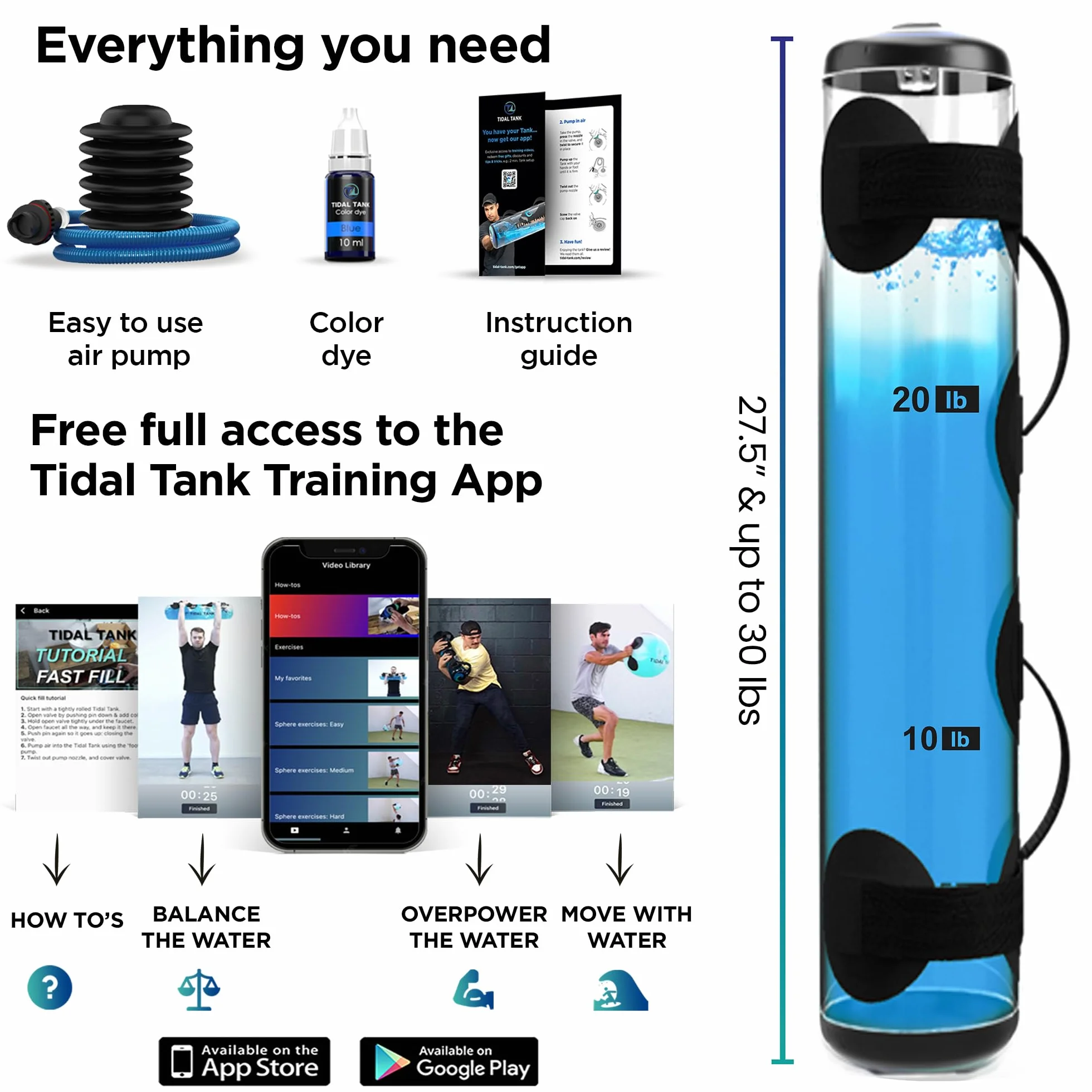 Tidal Tank Aqua Bag Sac d'entraînement avec Poids d'eau 3 kg à 30 kg